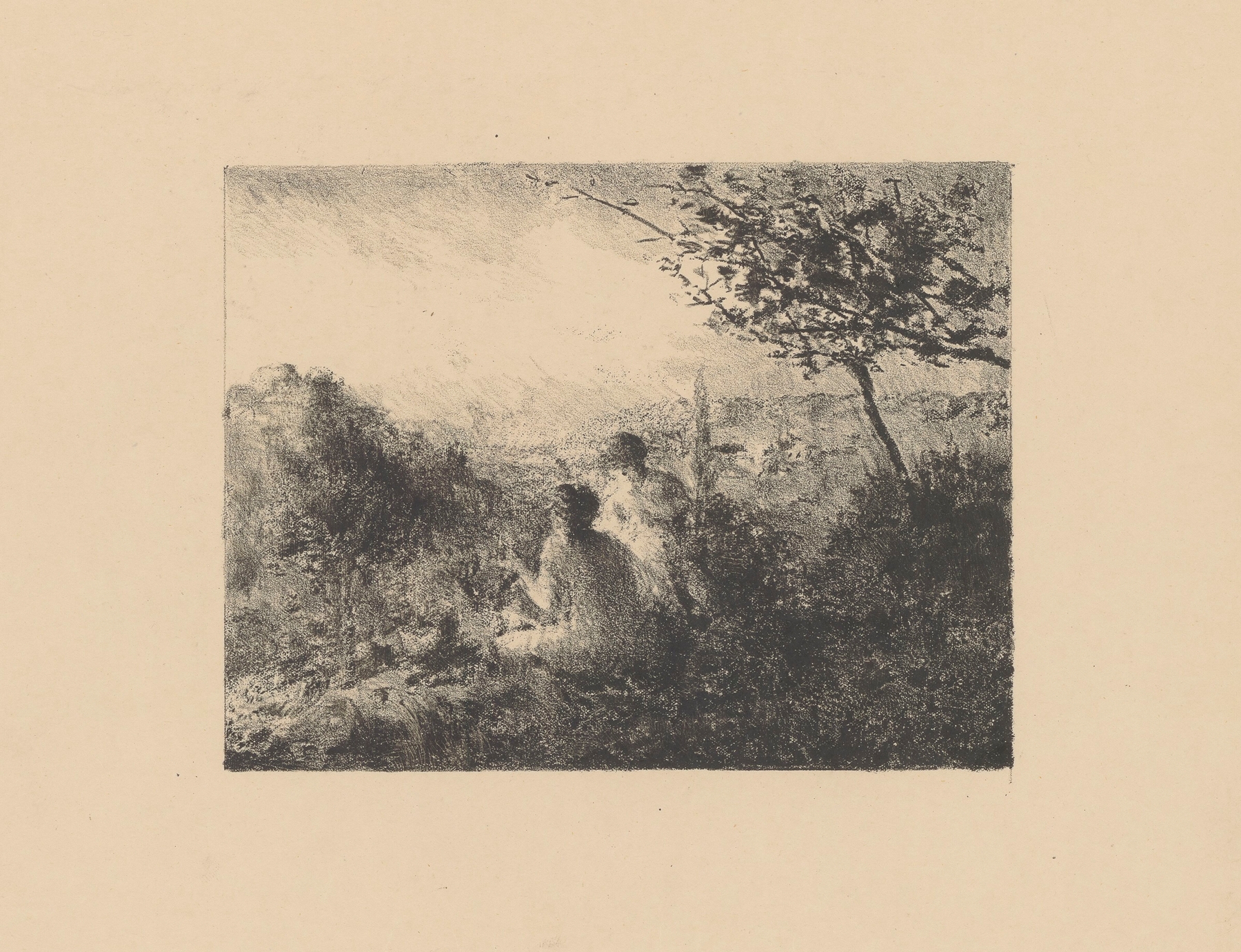 Deux femmes assises dans un paysage de l’Ile de France, oil on canvas by Ker-Xavier Roussel