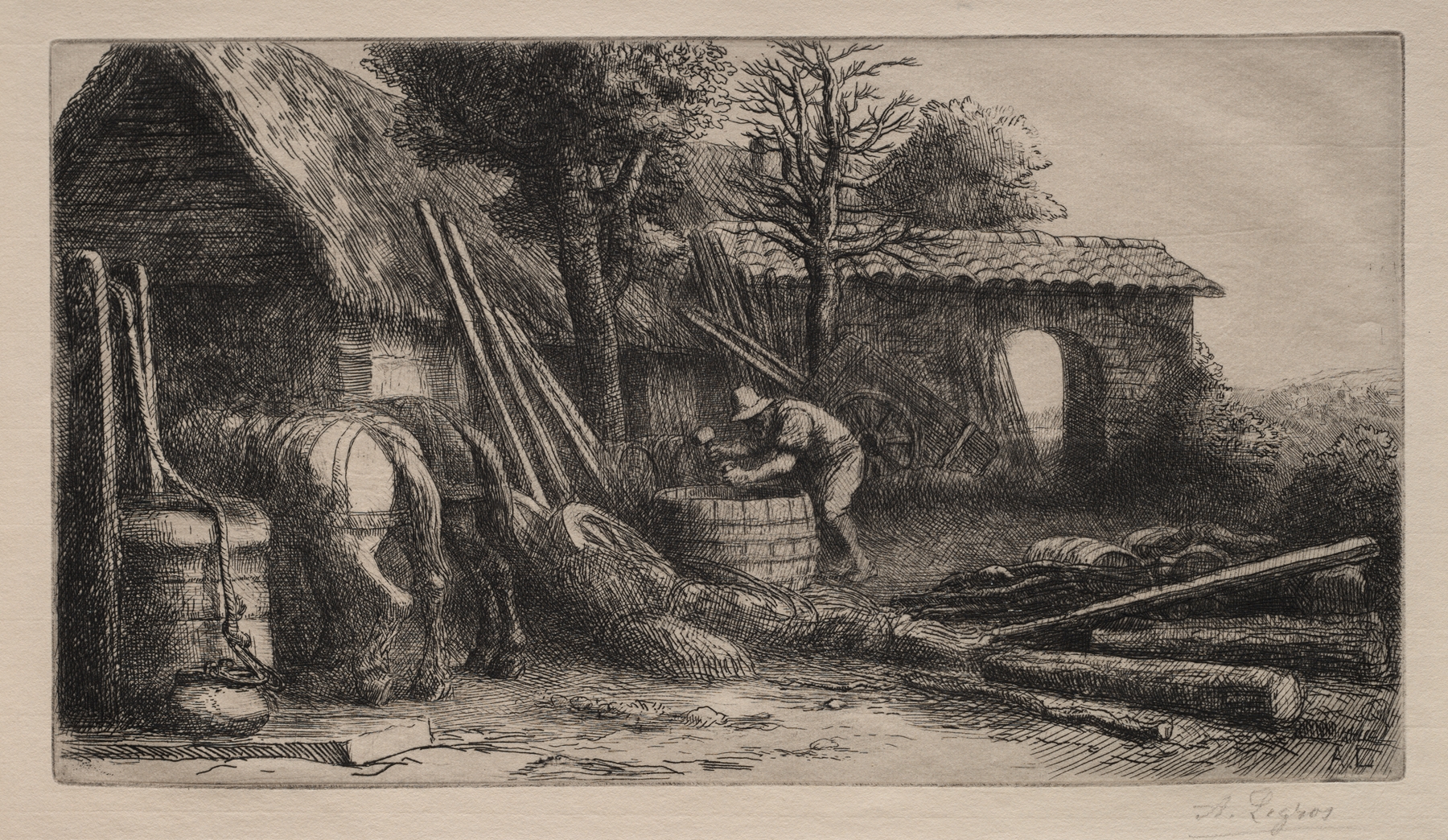 Le Tonnelier, by Alphonse Legros, public domain