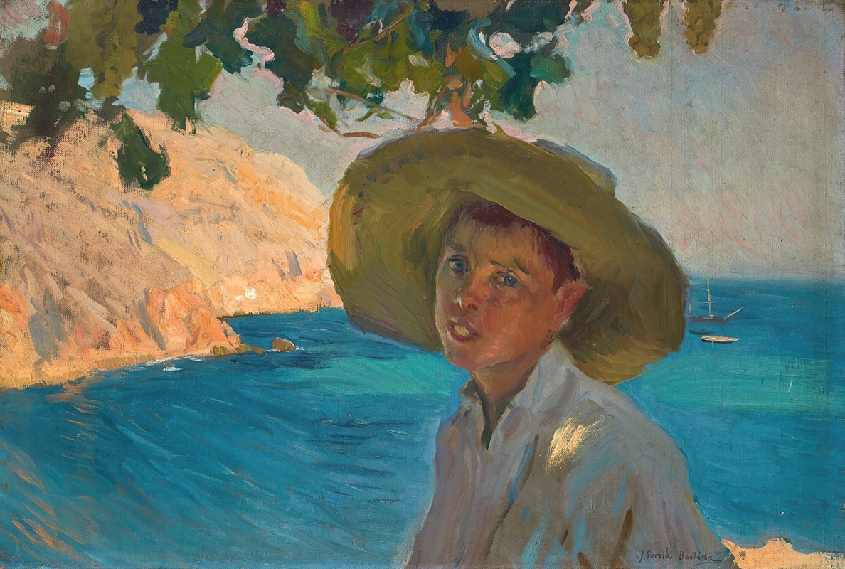 A young boy wearing a sombrero stands against a vibrant background, capturing the essence of a sunny day in Jávea.
