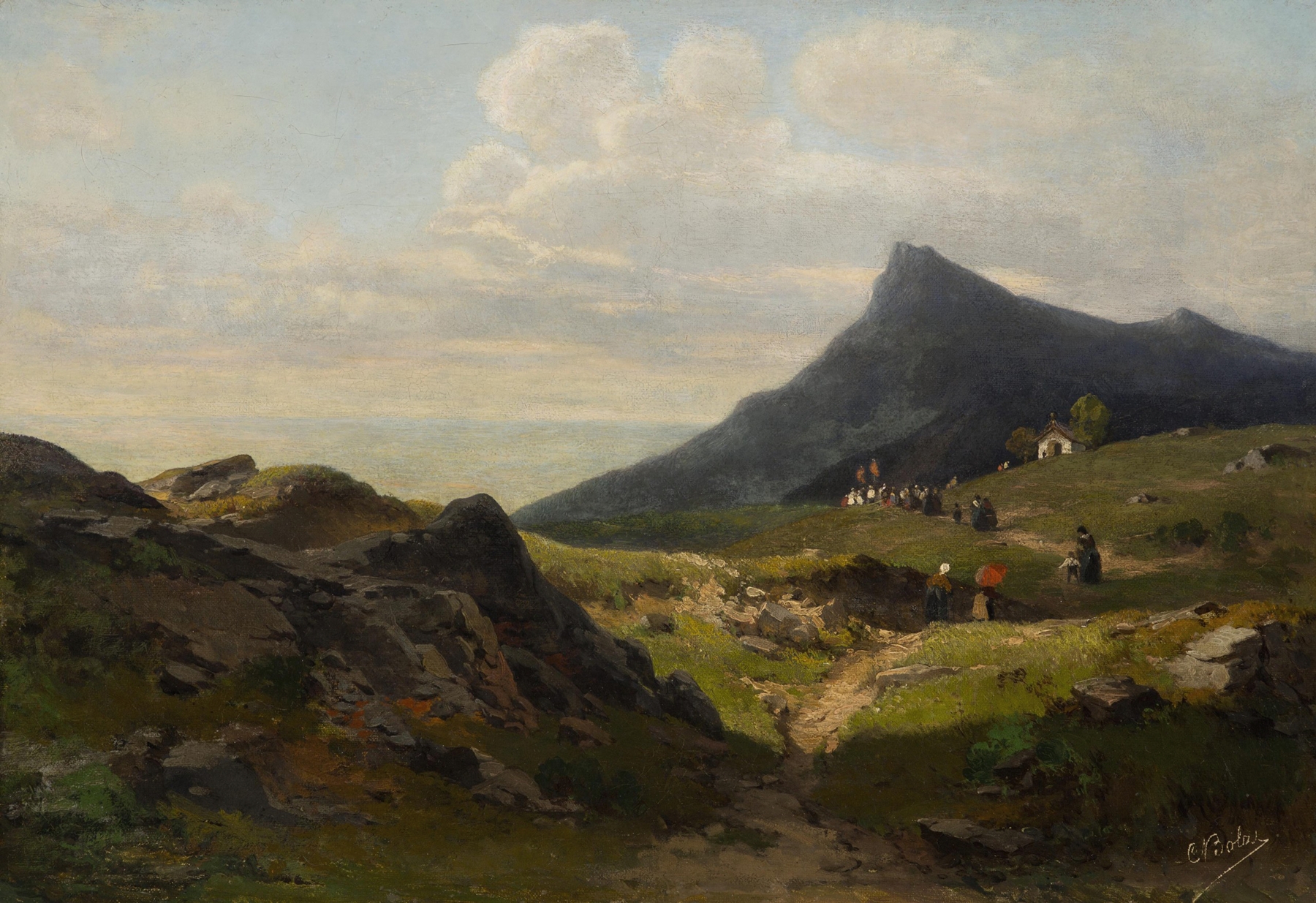 Prozession by Carl Bolze, symbolism artwork depicting a procession of figures in light