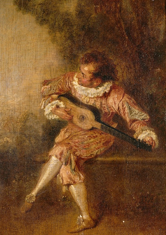 A charming Rococo painting depicting a serenade scene.
