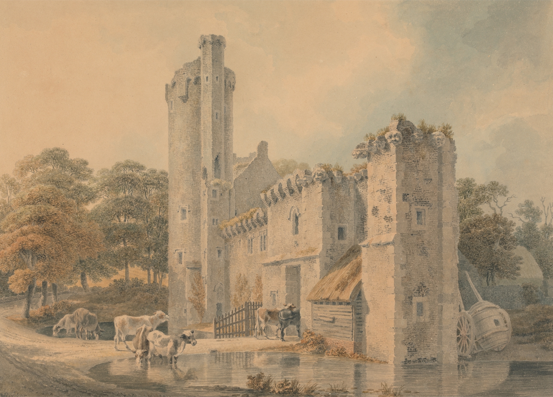 Caister Castle, Norfolk, by Michael Angelo Rooker, public domain
