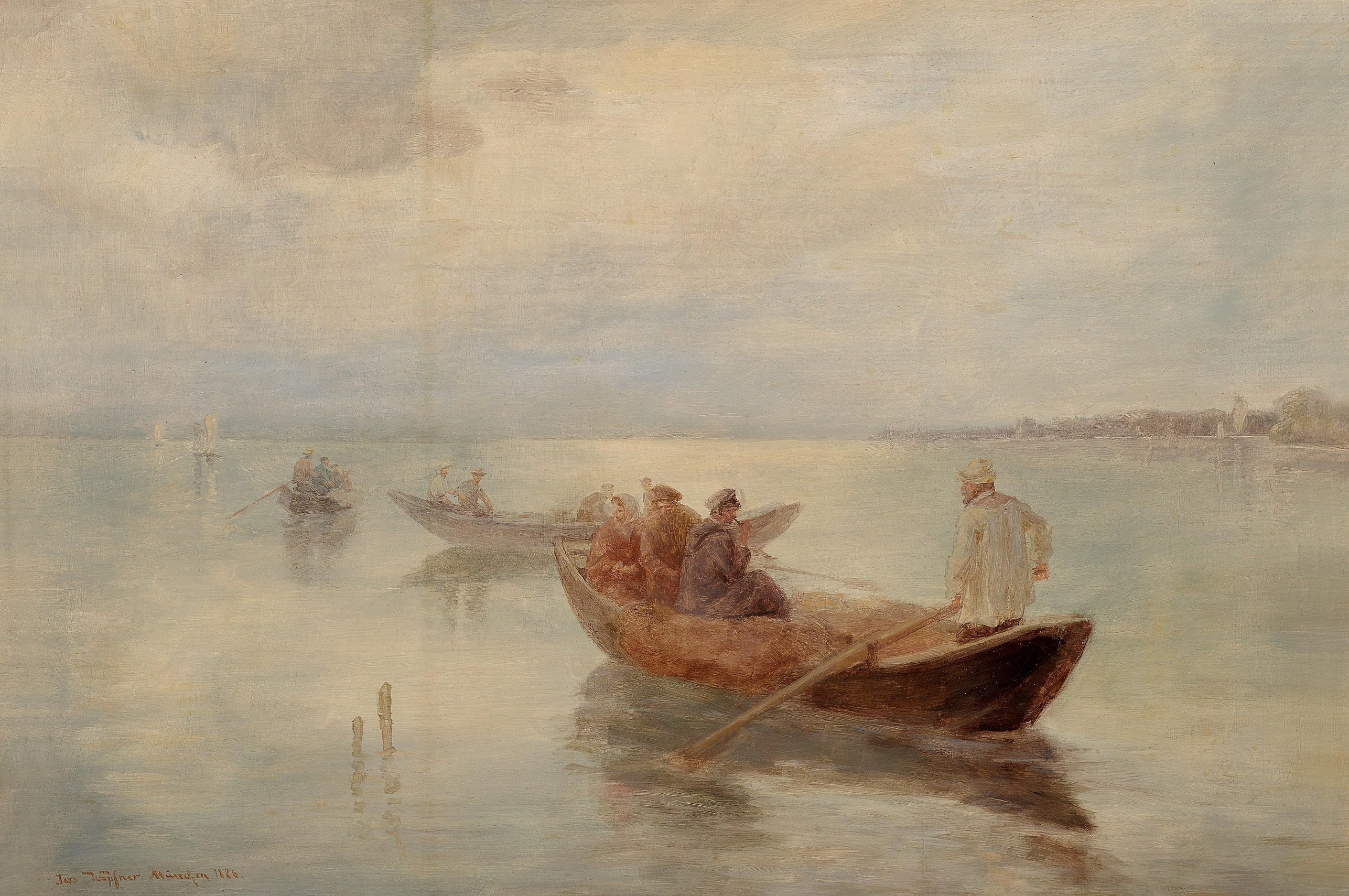 Ausfahrt Der Fischer, by Joseph Wopfner, public domain