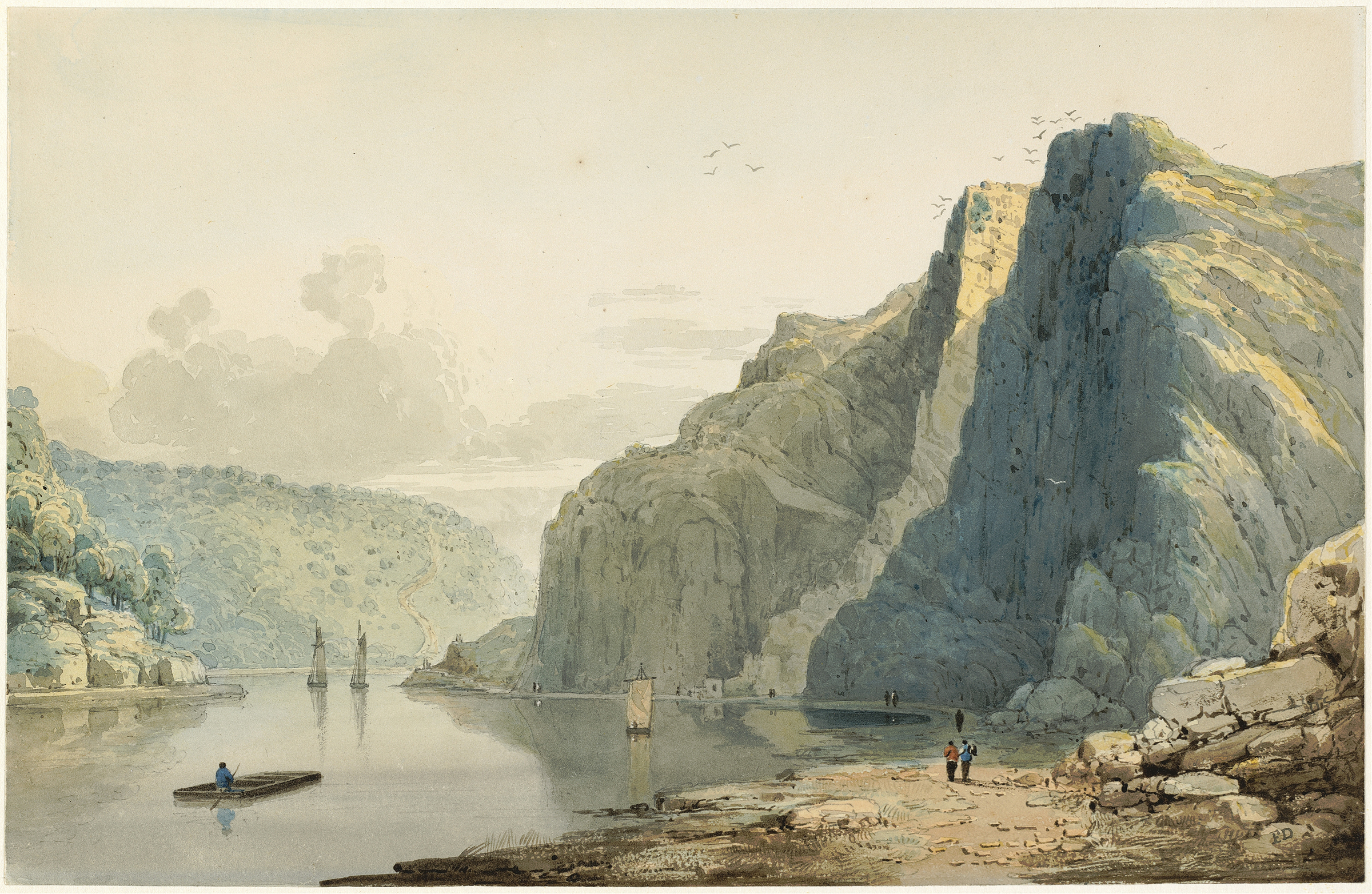 Saint Vincent’s Rocks and the Avon Gorge by Francis Danby, oil painting of rugged cliffs and twilight sky