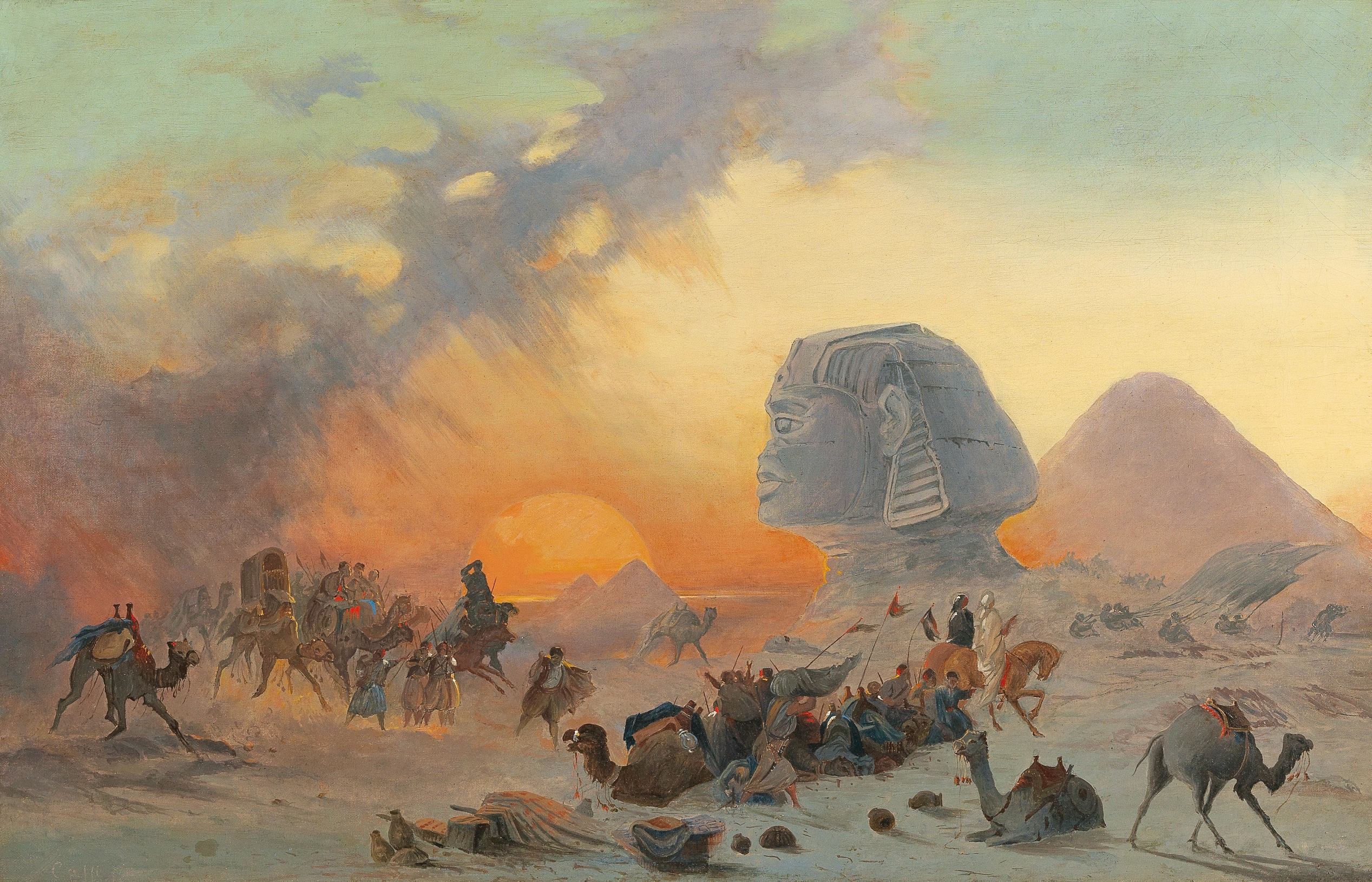 A Caravan In The Desert In A Simoom, by Ippolito Caffi, public domain