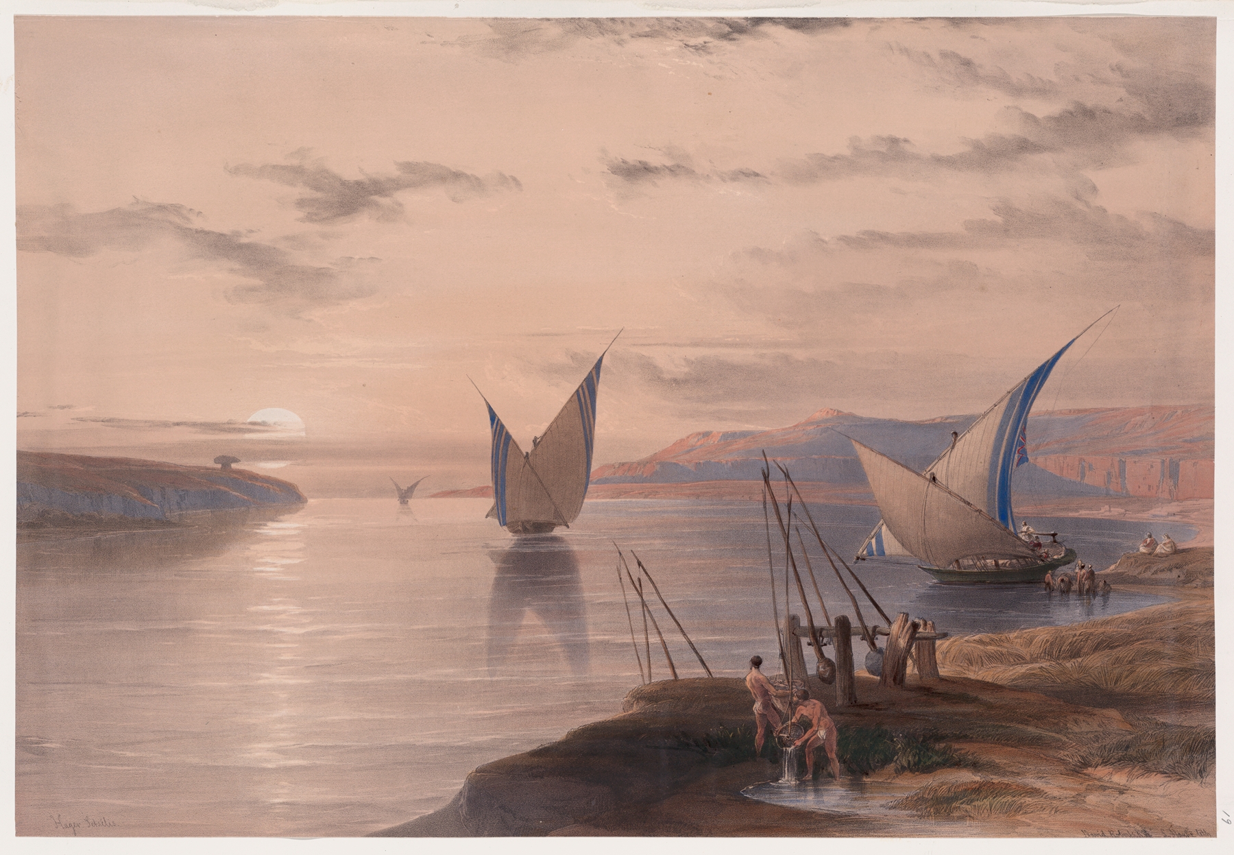 Hager Selsilis [Gebel el-Silsila]., by David Roberts, public domain