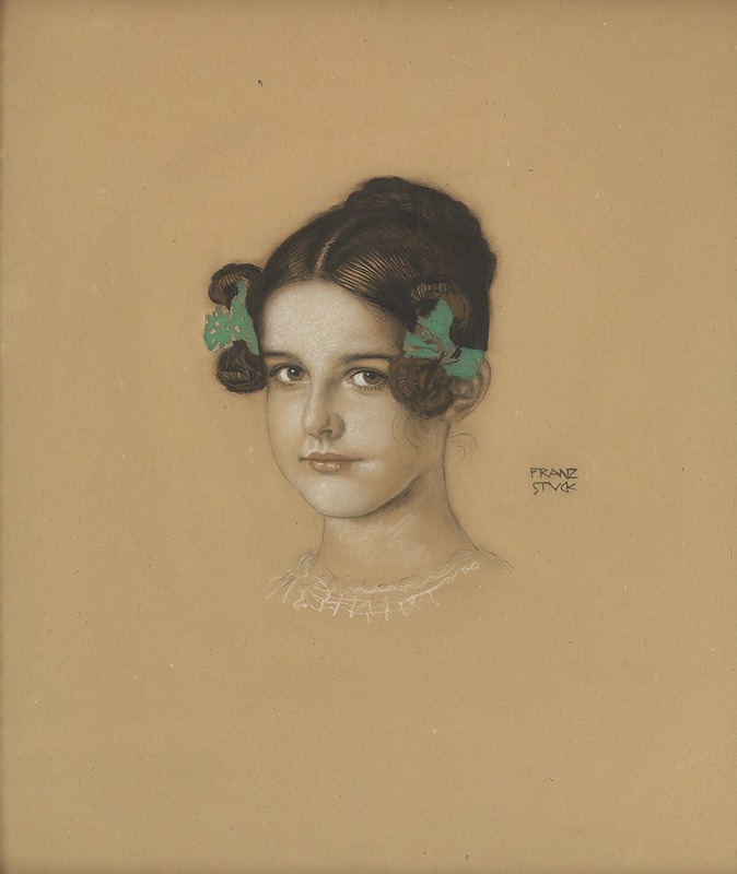 Franz von Stuck's painting 'Daughter Mary Stuck' features a young girl in a serene pose.
