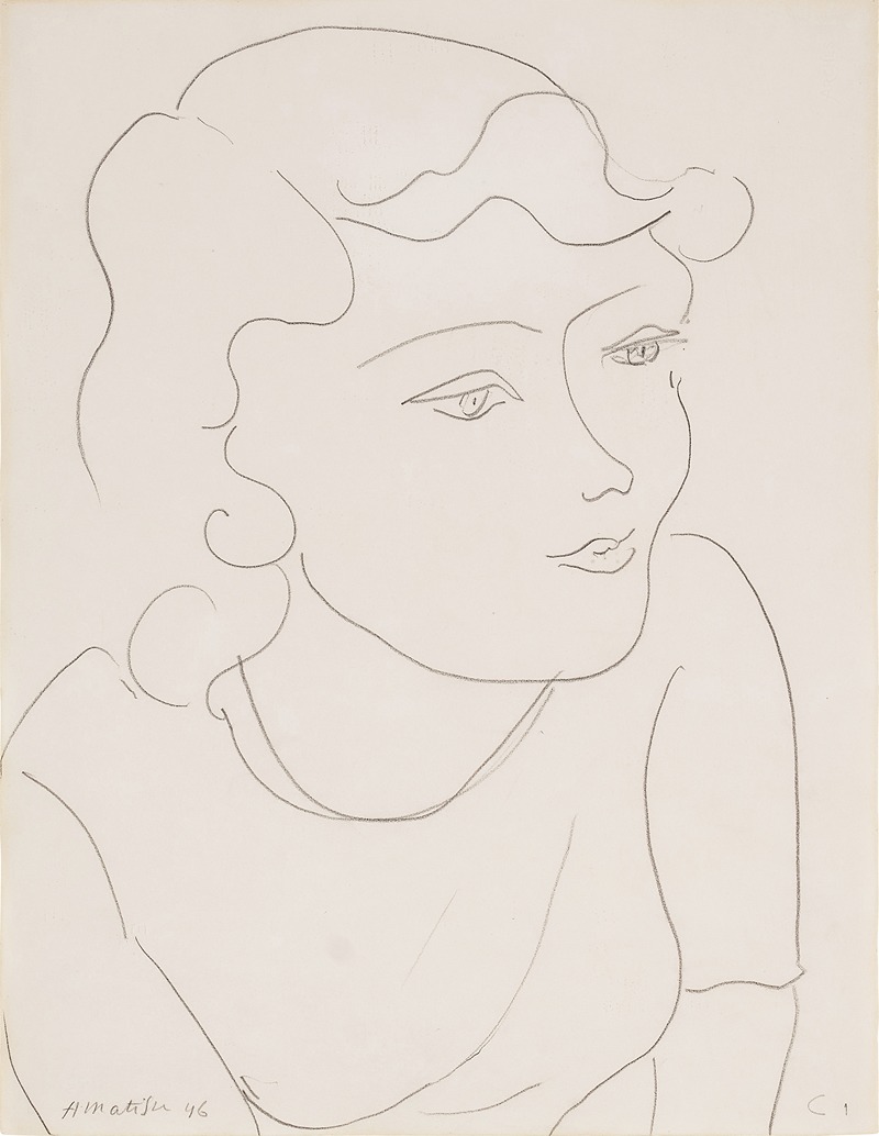 A portrait of a young woman looking to the right, painted by Henri Matisse.