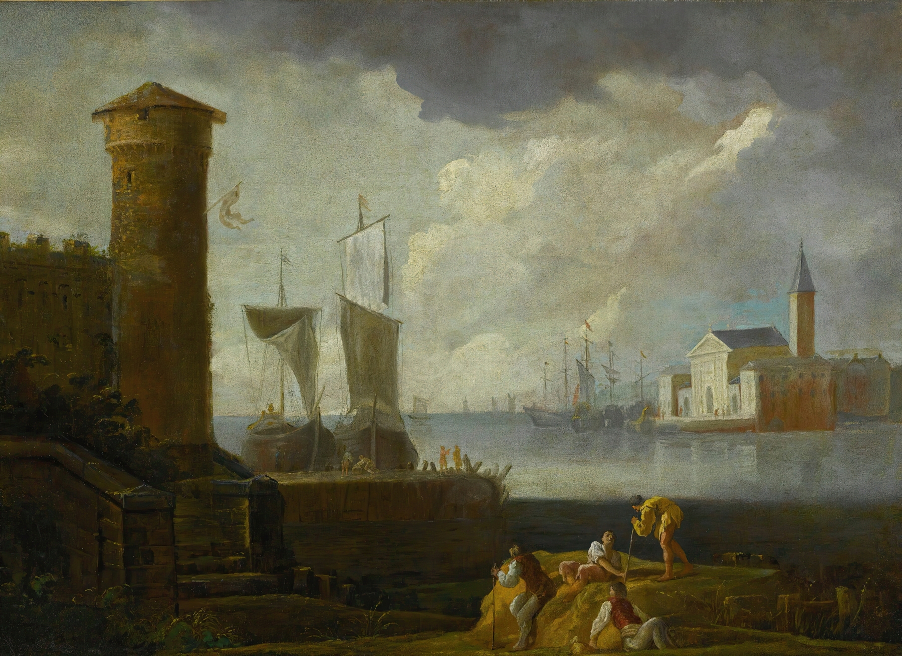 A Capriccio View Of San Giorgio Maggiore, Venice, by Marco Ricci, public domain