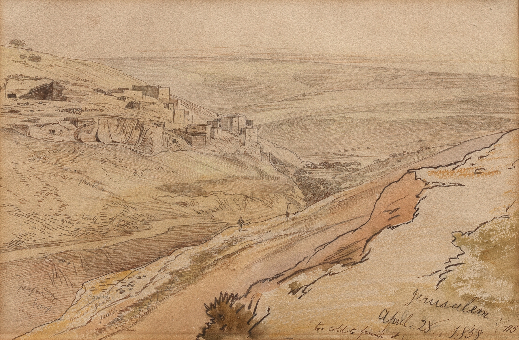 Jerusalem by Edward Lear, a landscape cityscape in oil painting.