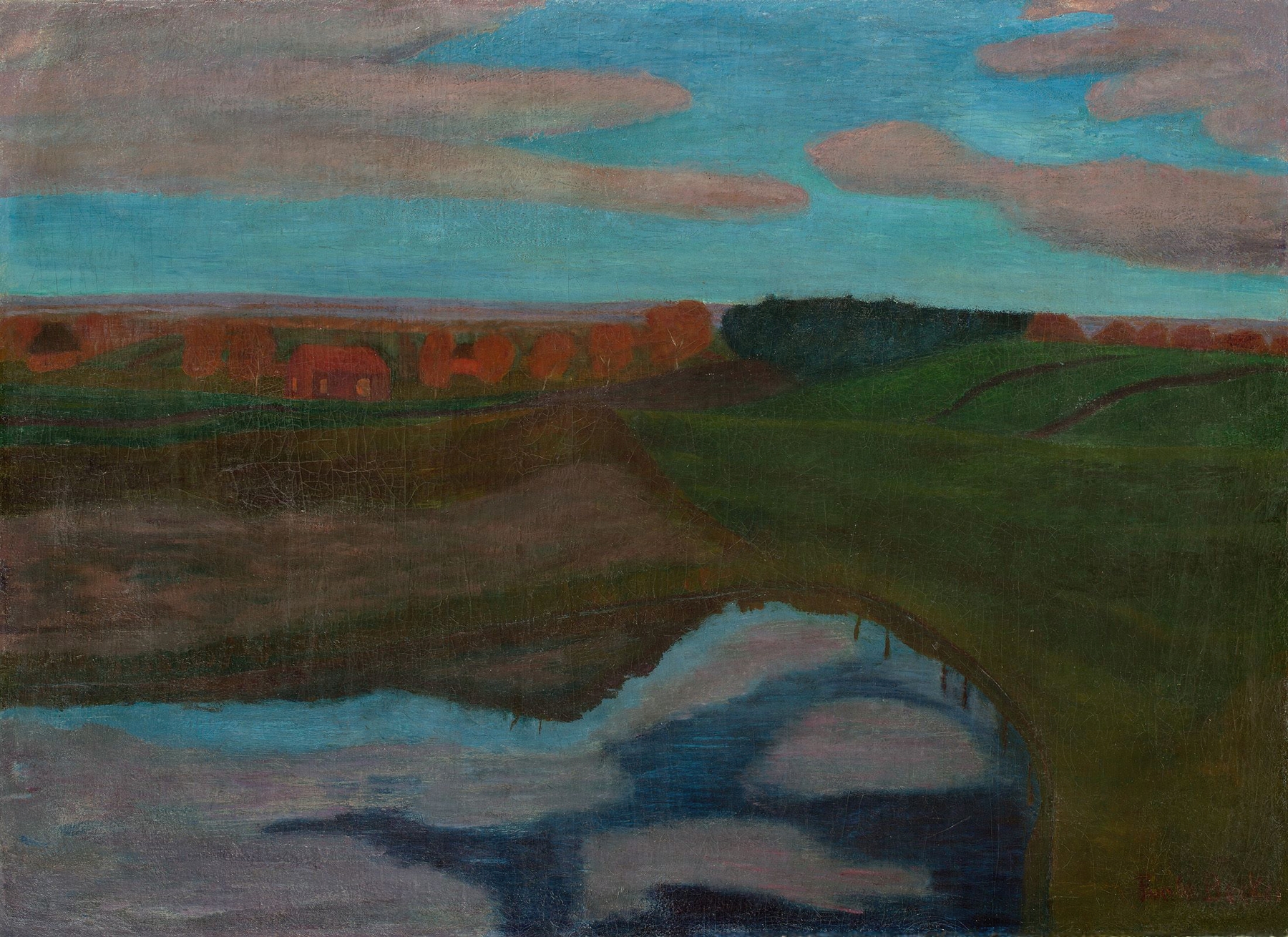 Herbstlandschaft am Weyerberg mit Tümpel, by Paula Modersohn-Becker, public domain