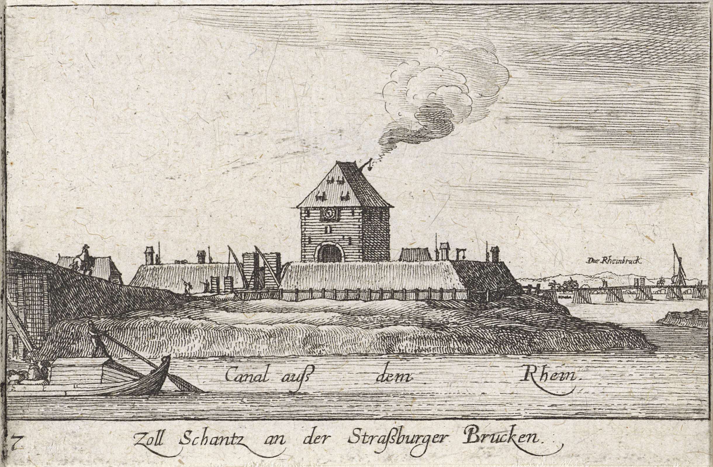 Etching by Wenceslaus Hollar depicting a tollhouse by the Rhine