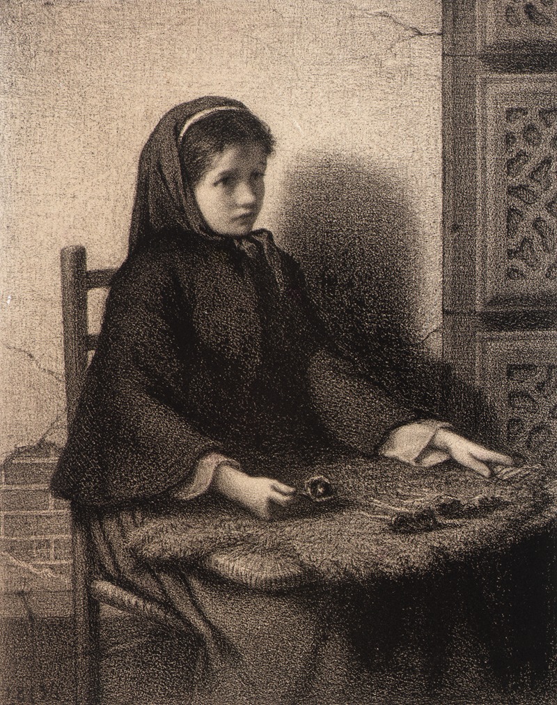 A portrait of a young girl with violet hues.