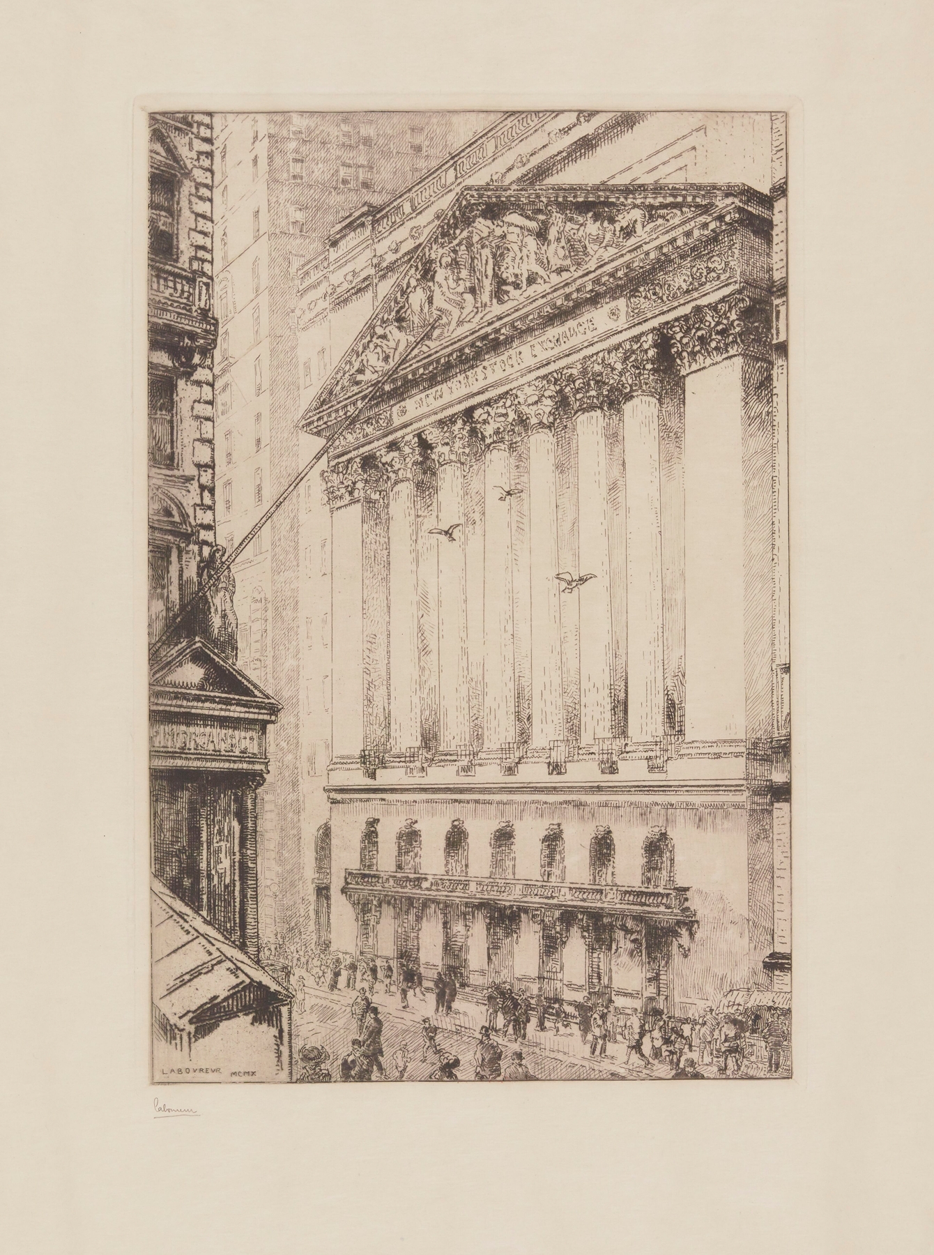 Genre scene depicting the stock exchange, oil painting by Jean-Émile Laboureur, 1910