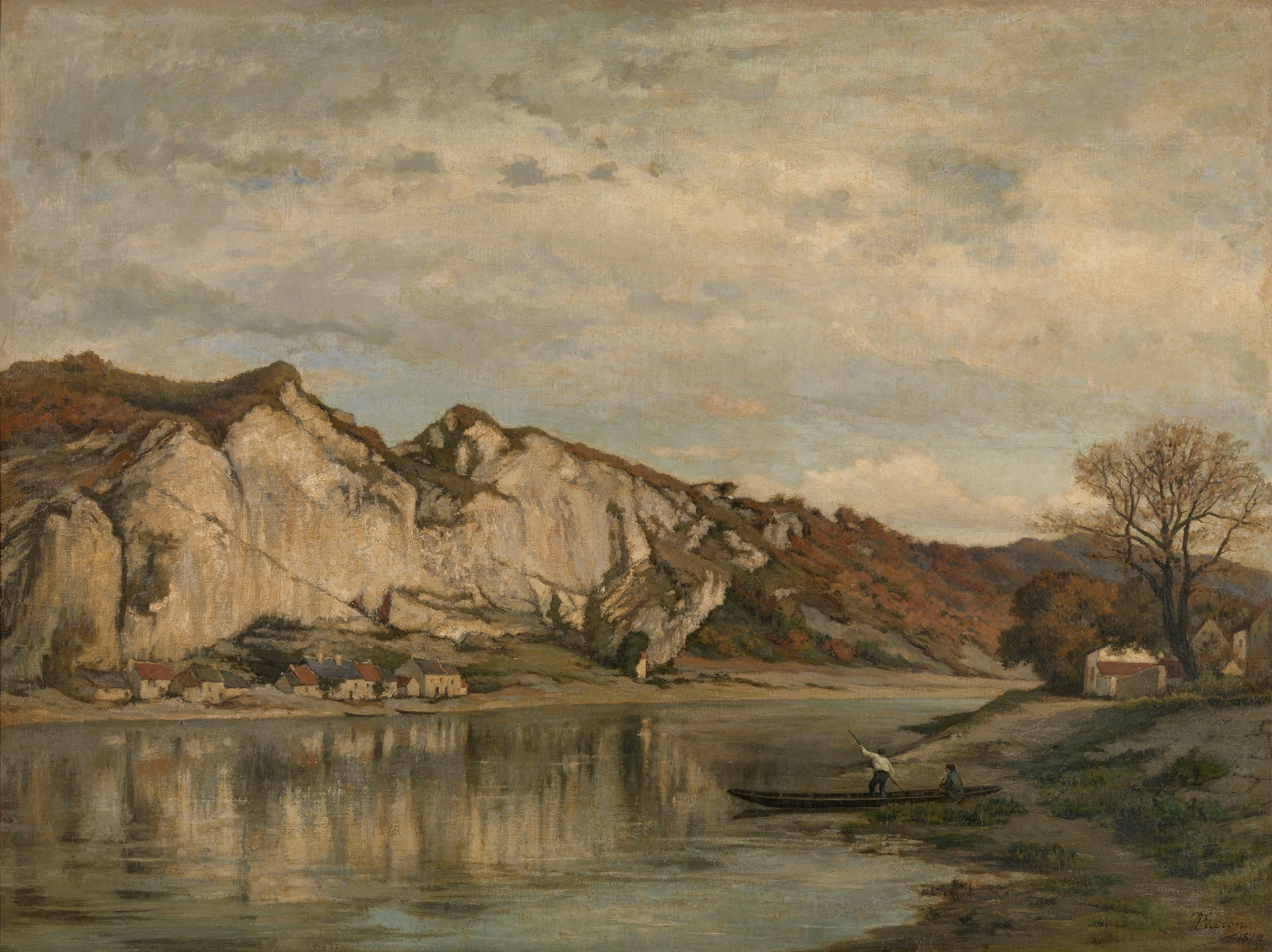 Landscape with rock formations at twilight by Théodore Baron, oil painting