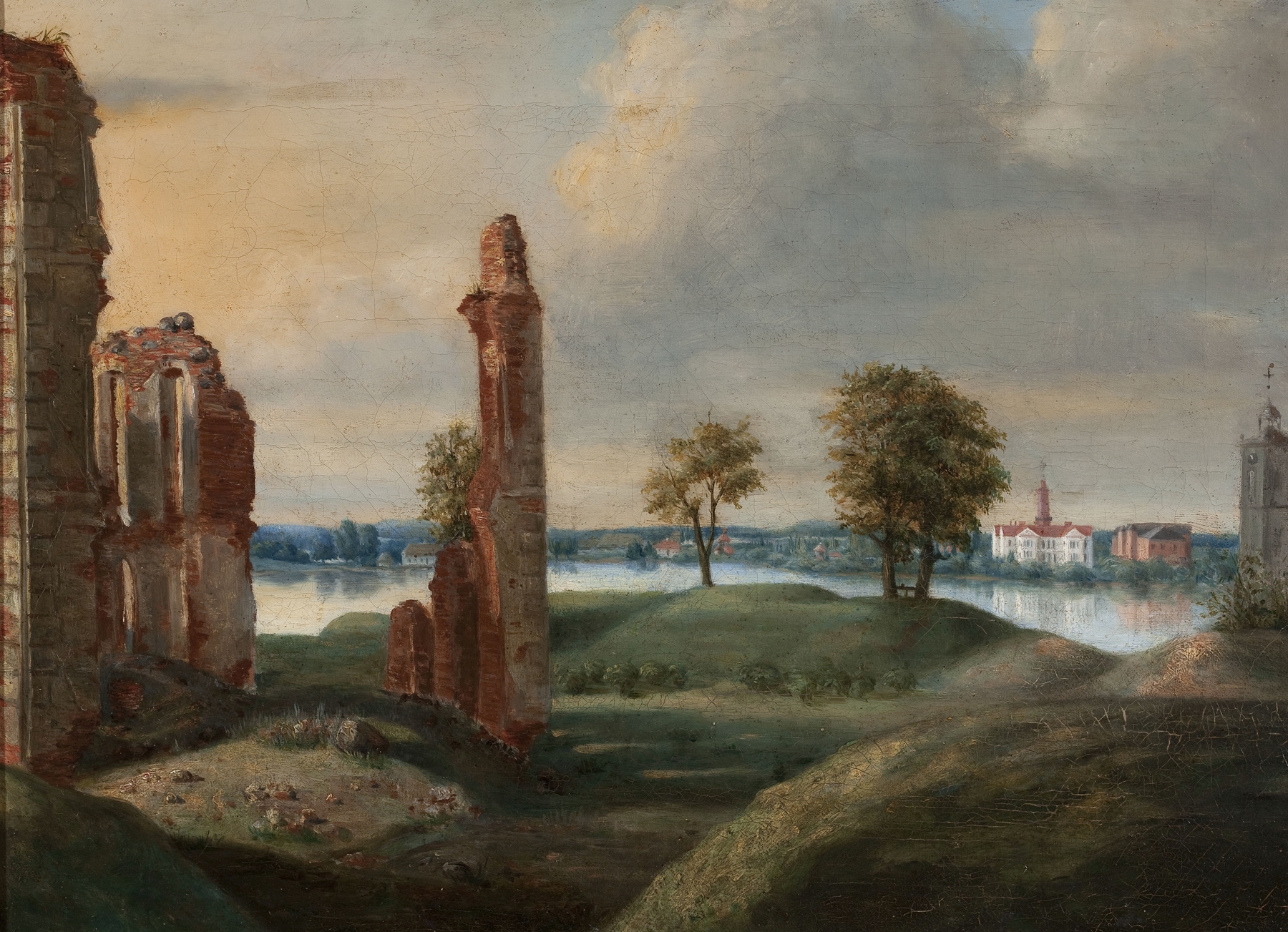 Landscape featuring ruins of Radziwiłł castle in Lithuania by Franciszek Smuglewicz, oil painting