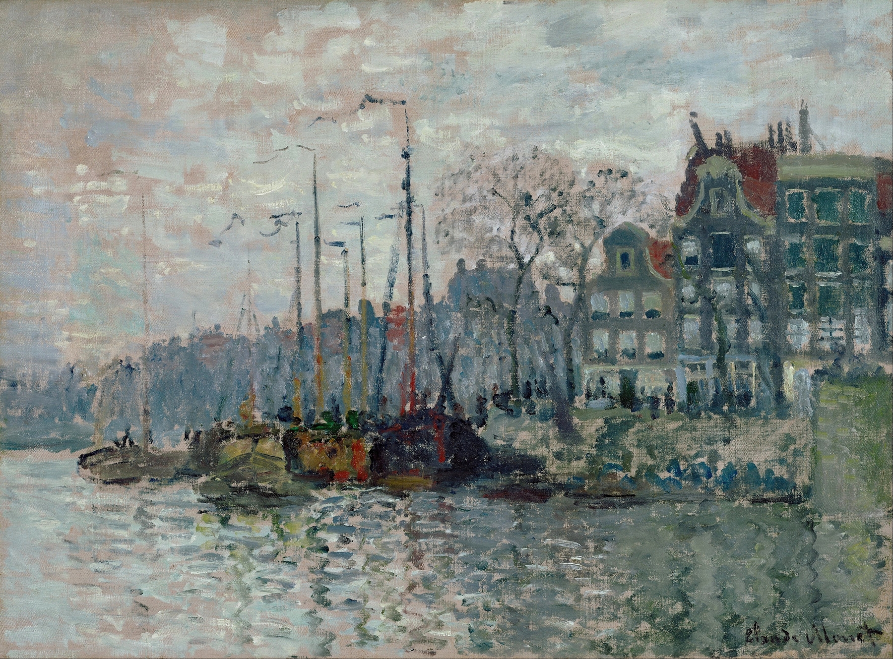 View of the Prins Hendrikkade and Kromme Waal in Amsterdam, oil on canvas by Claude Monet