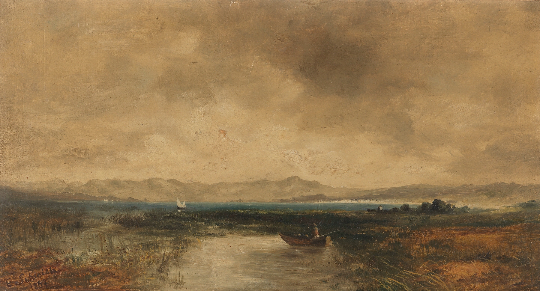 Ansicht des Chiemsees, by Eduard Schleich The Elder, public domain