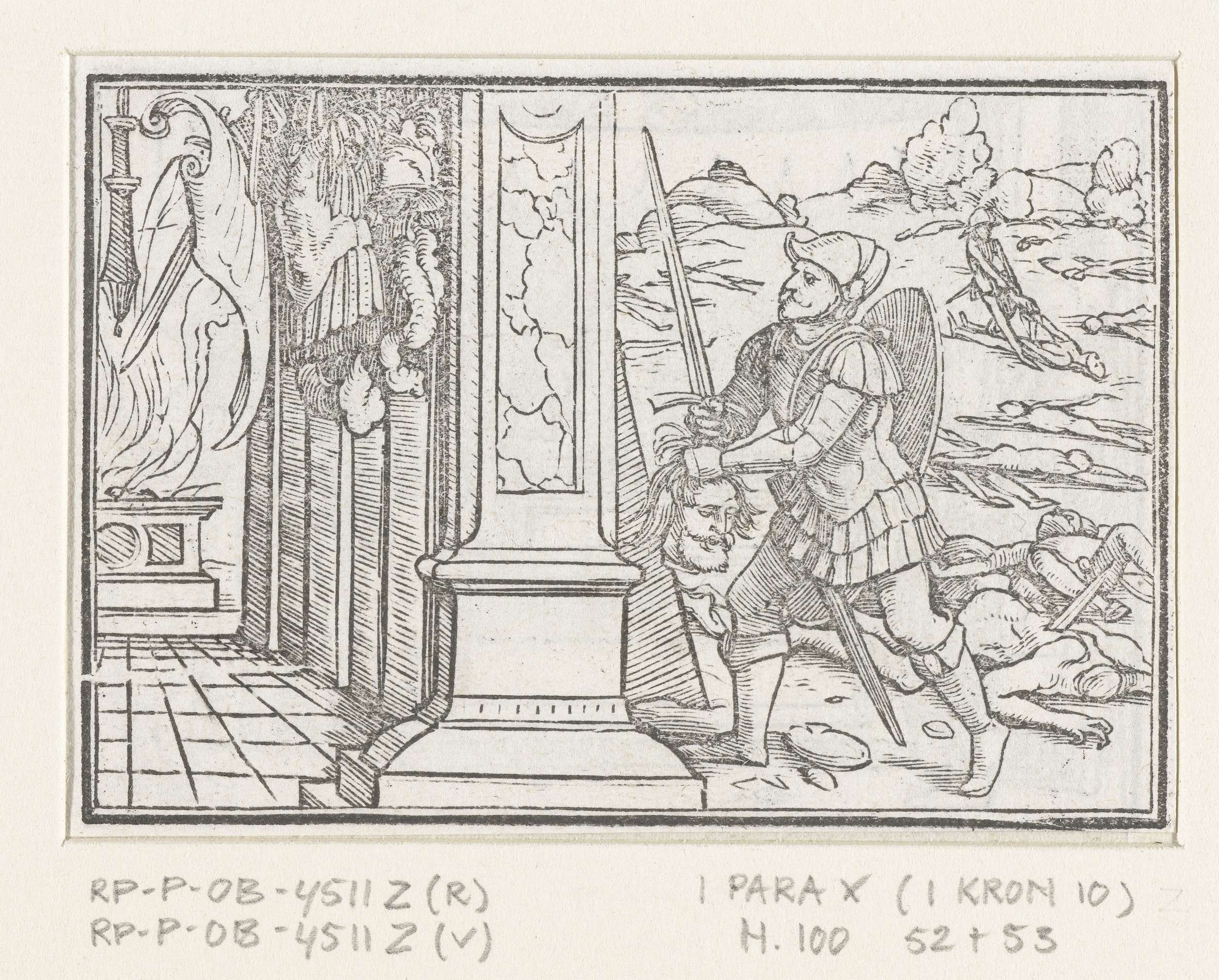 Historical drawing of King Saul's severed head, paper by Hans Holbein