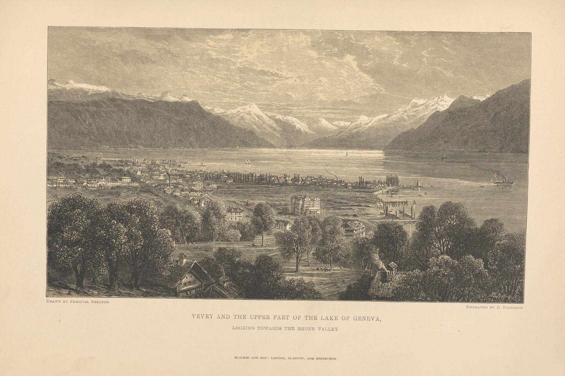 Percival‎ ‎Skelton – Vevay,‎ ‎and‎ ‎the‎ ‎Upper‎ ‎Part‎ ‎of‎ ‎the‎ ‎Lake‎ ‎of‎ ‎Geneva, by Theodor Gsell Fels, public domain