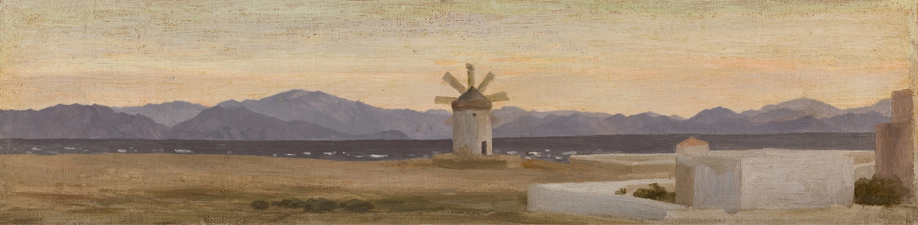Landscape with mountains and sky, oil painting by Frederic Leighton