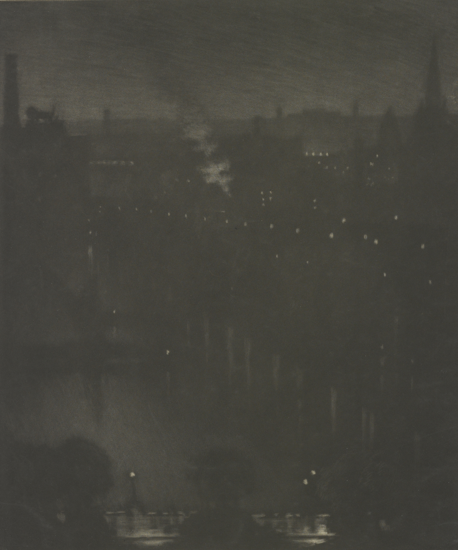 Charing Cross Bridge at night, by Joseph Pennell, public domain