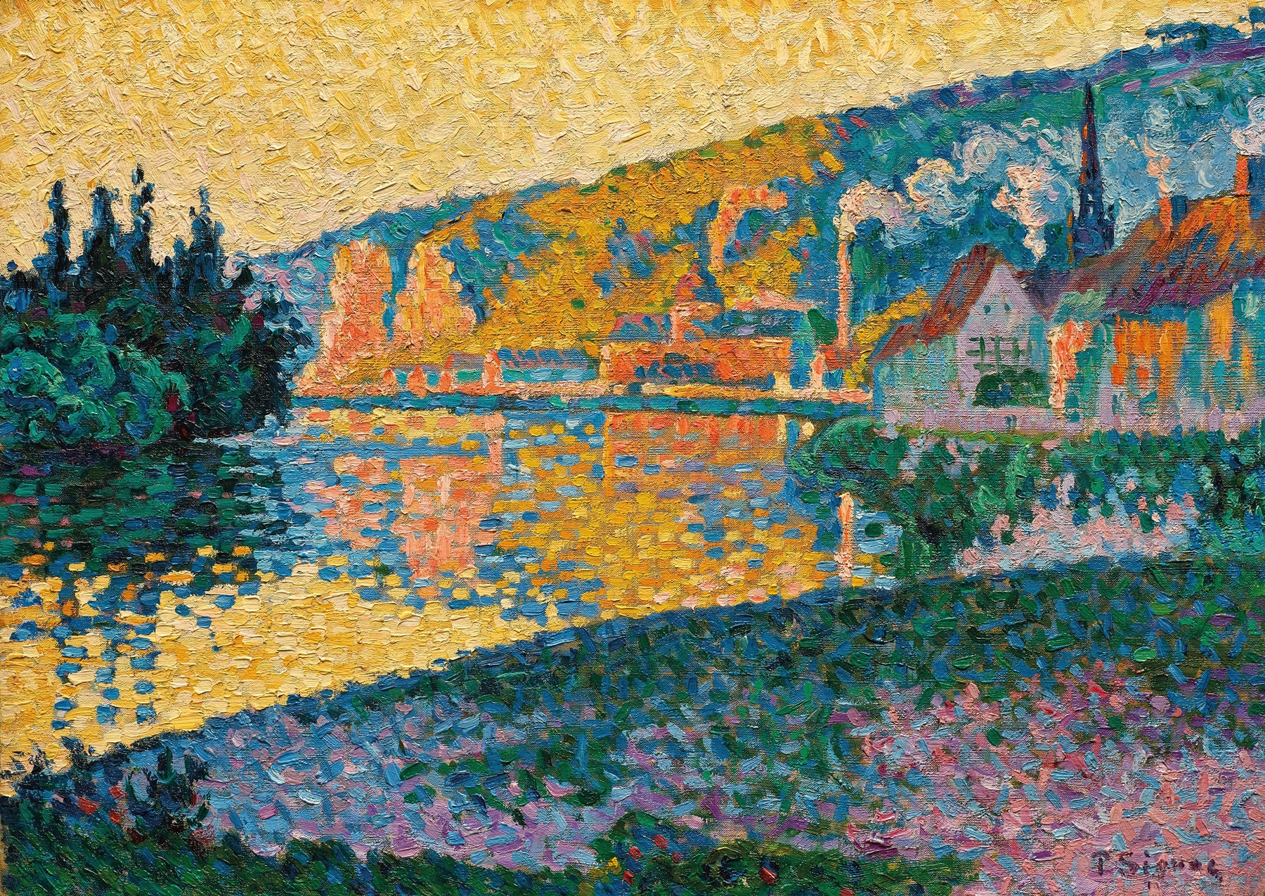 Les Andelys. Soleil couchant, by Paul Signac, public domain