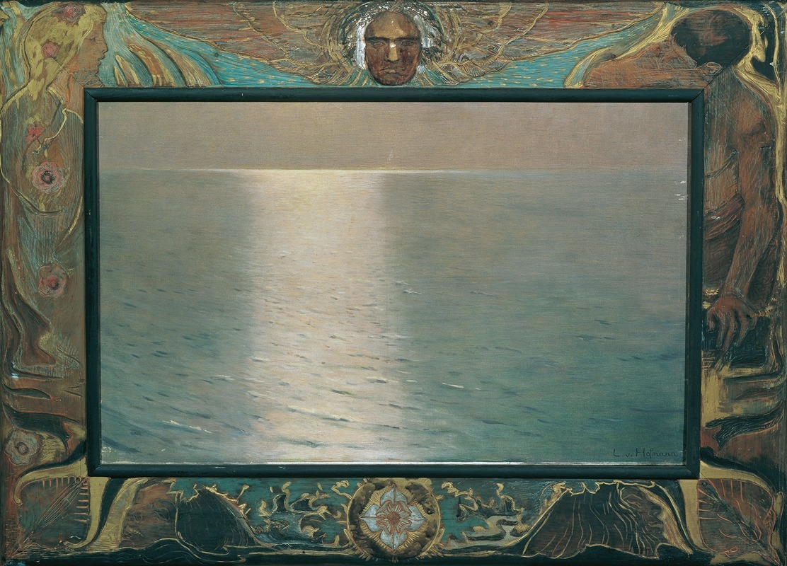 Ludwig von Hofmann's 'Largo (Sonnenuntergang)' features a vibrant sunset landscape.