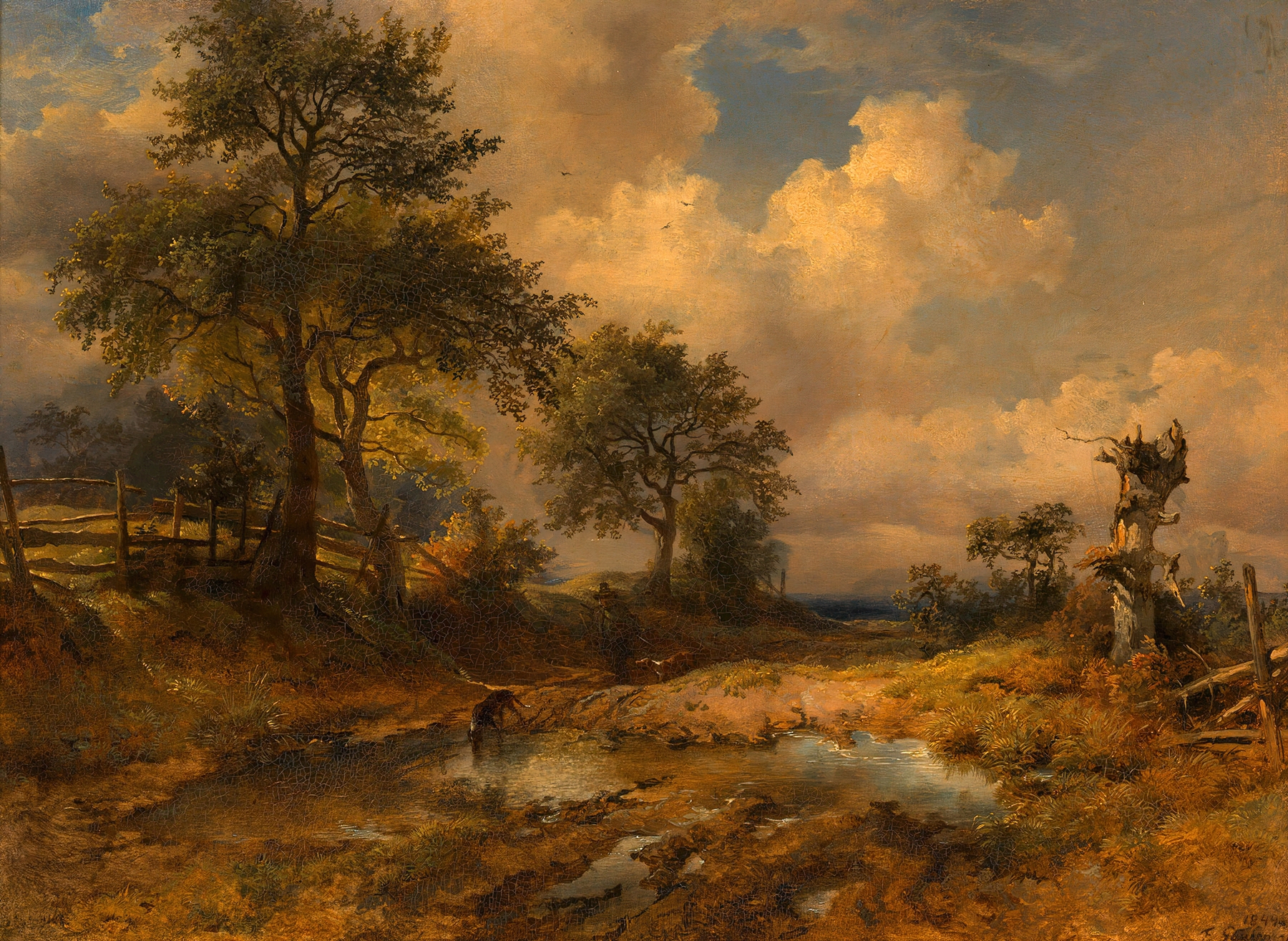 Der Karrenweg (Heimkehrender Jäger), by Friedrich August Matthias Gauermann, public domain