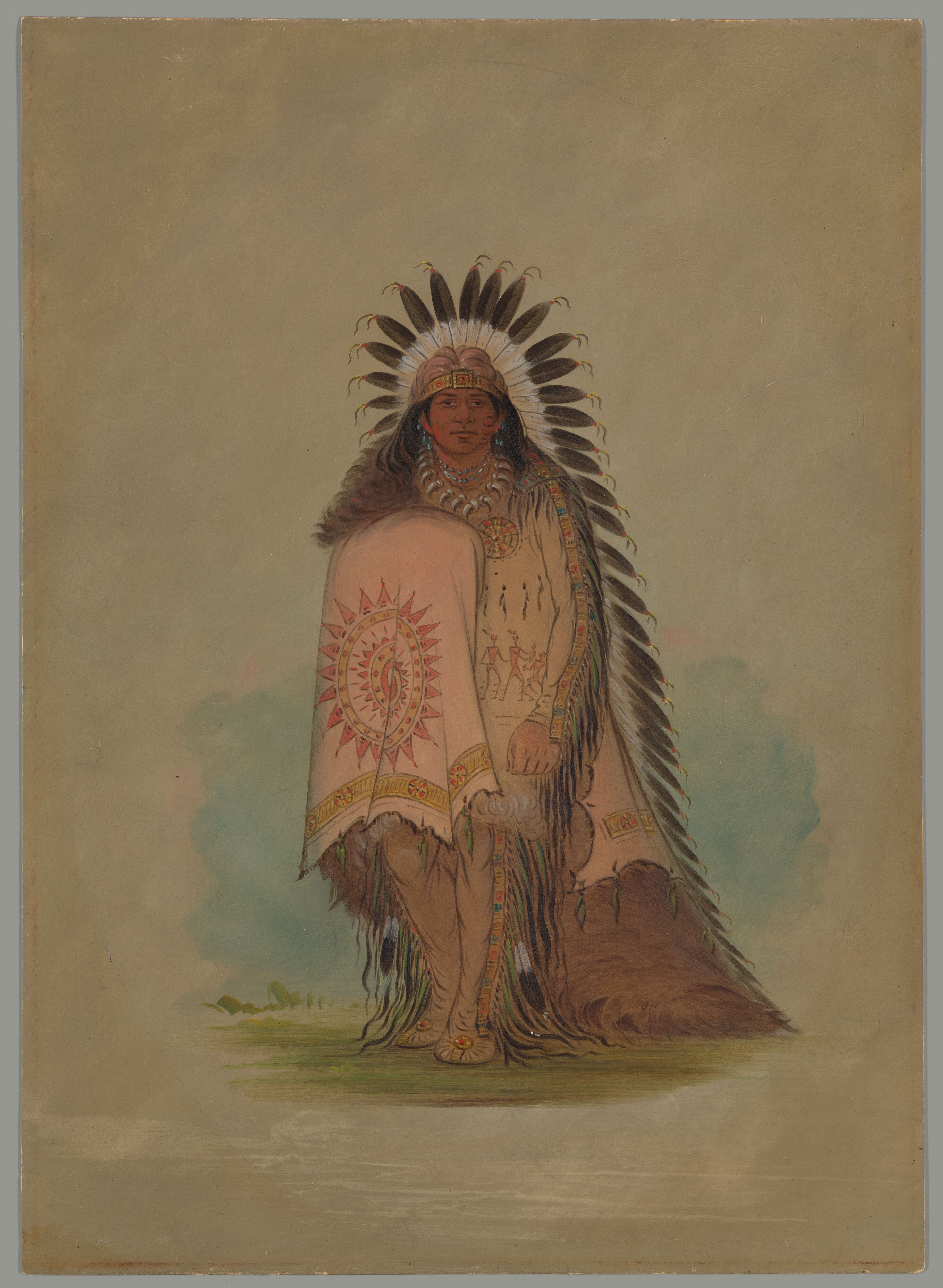 Portrait of Waneta, oil on paper by George Catlin