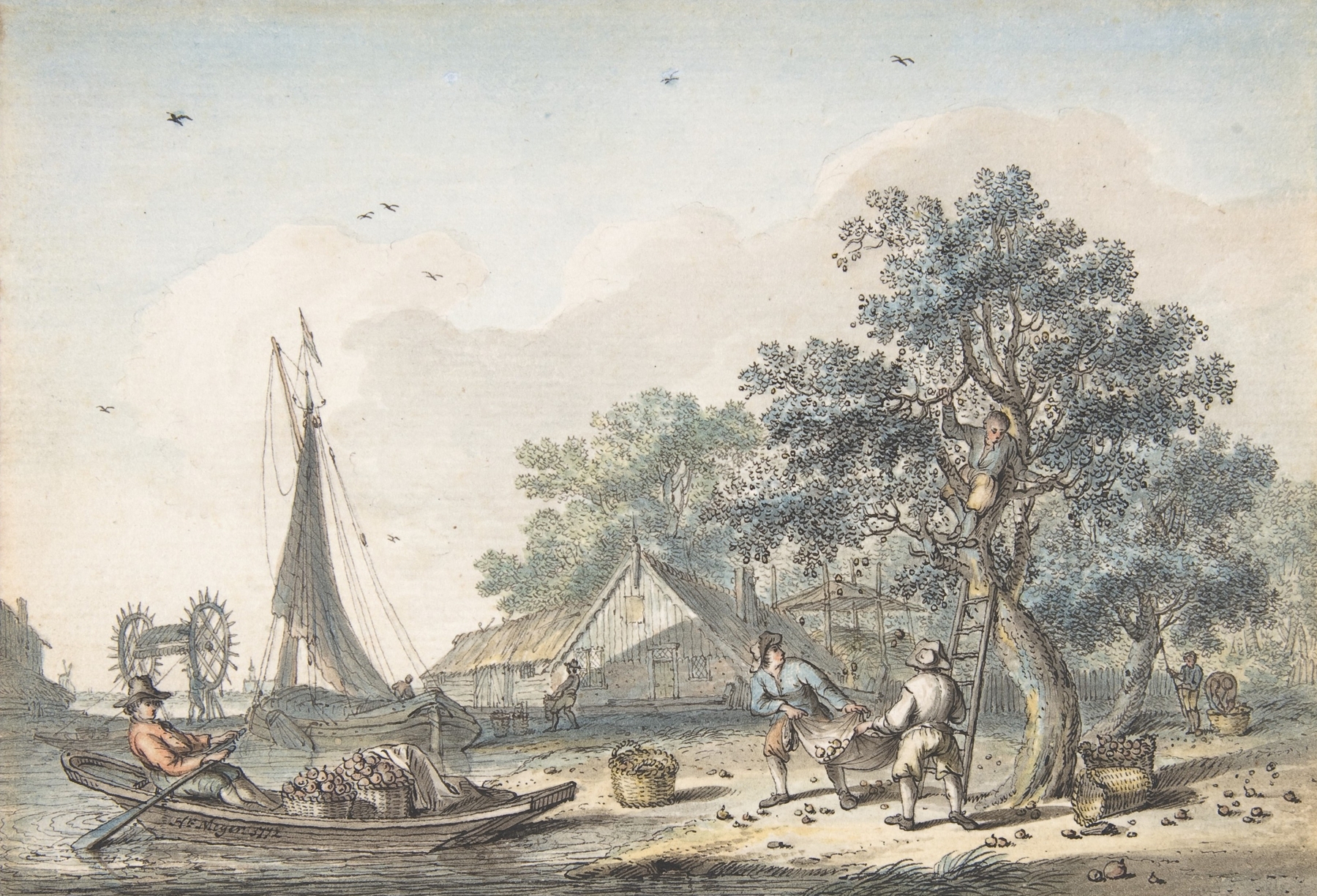 Landscape depicting autumn foliage in soft hues by Hendrik Meijer, oil painting