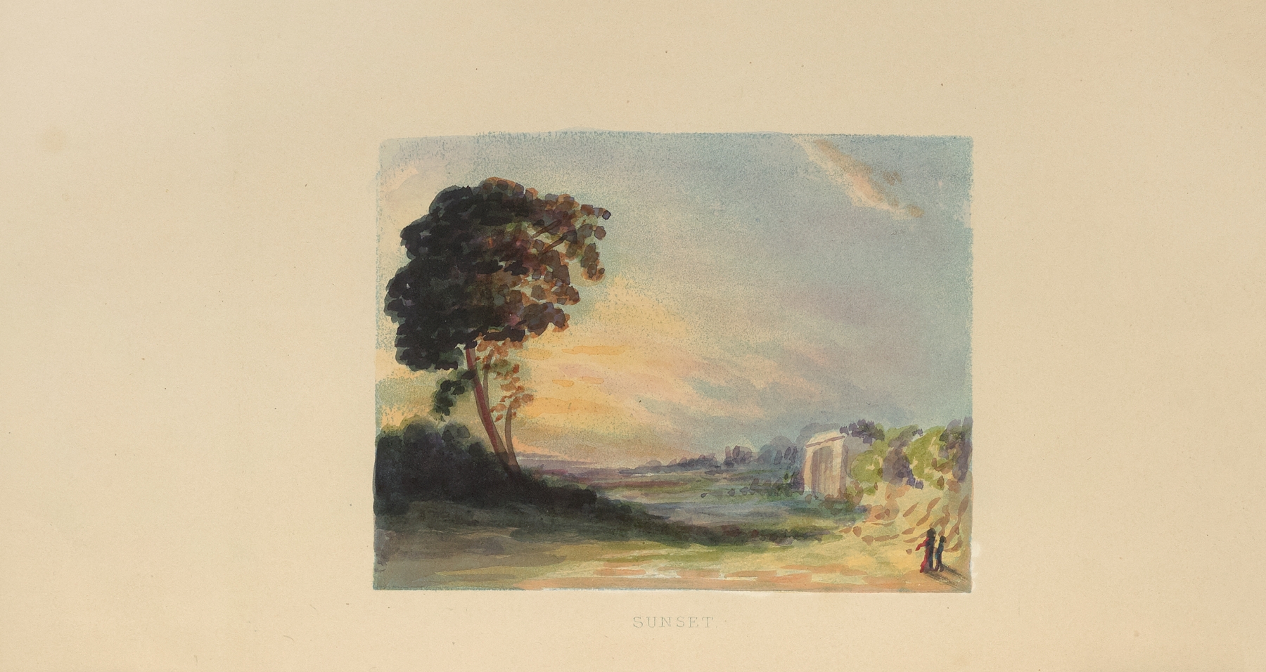 Sunset oil painting by Frank Howard, showcasing vibrant colors and light in a landscape.