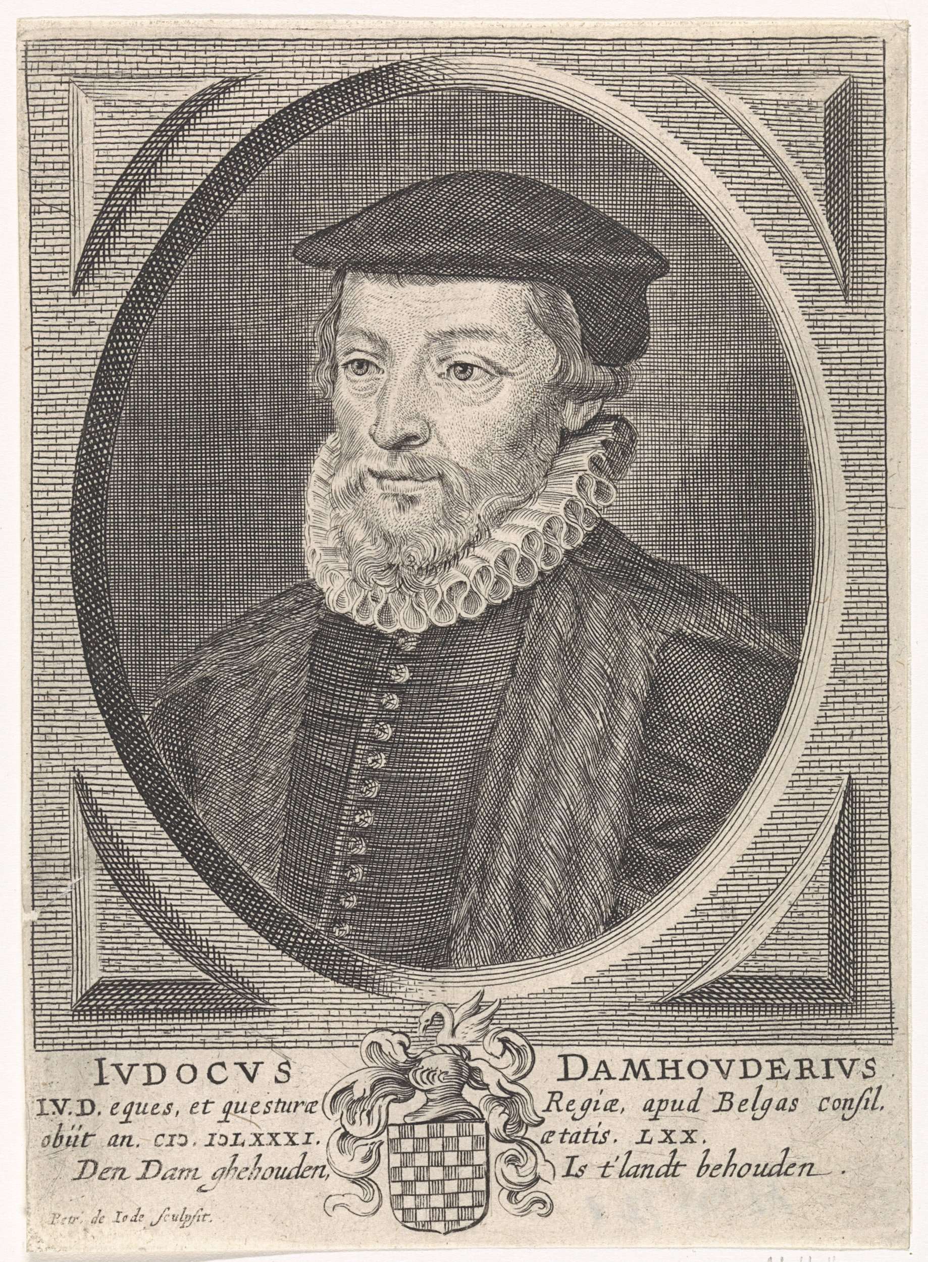 Portrait of Joost de Damhouder, etching by Pieter de Jode