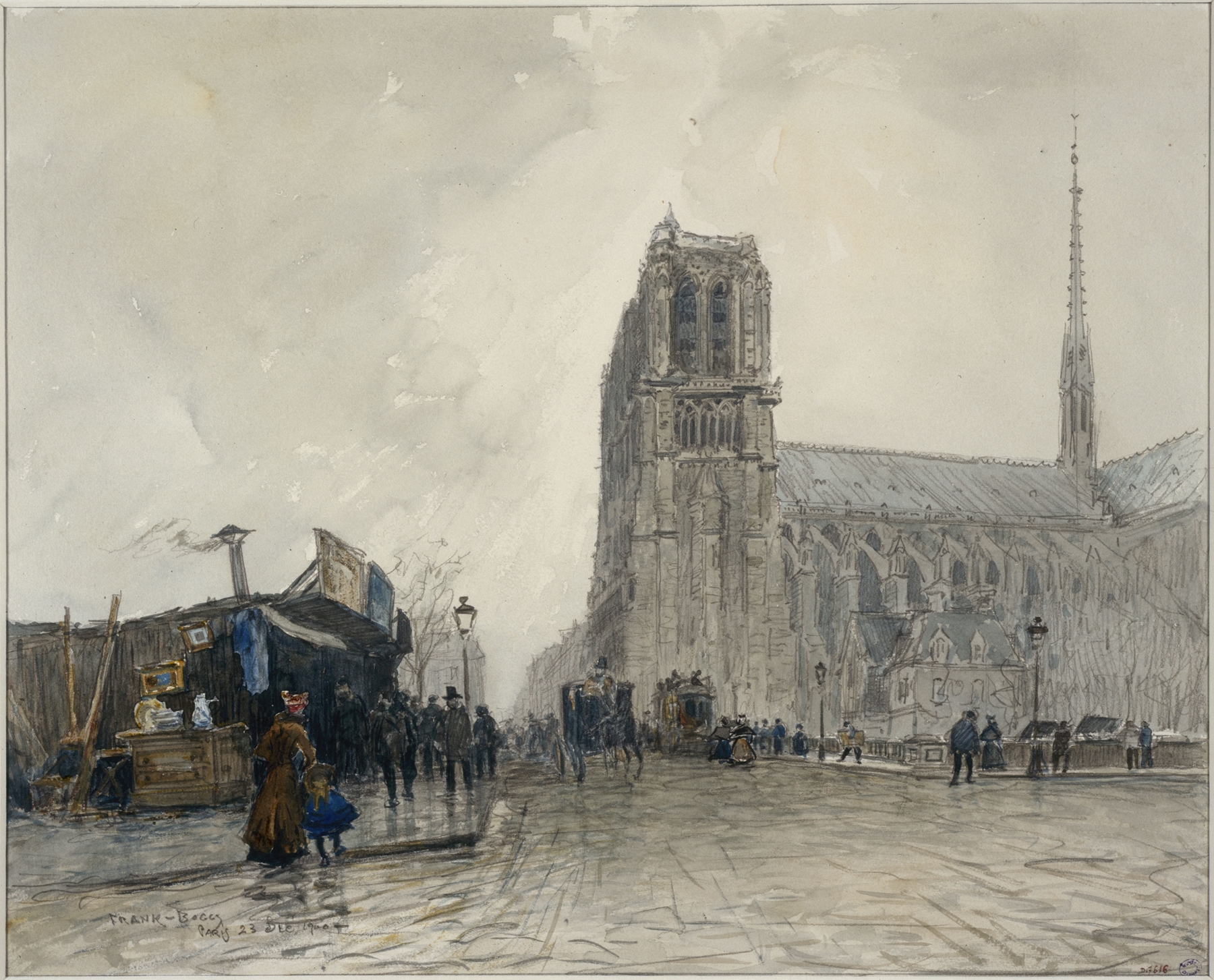 Notre-Dame vue du Pont au Double by Frank Myers Boggs, oil painting showing the cathedral's reflection in the Seine.