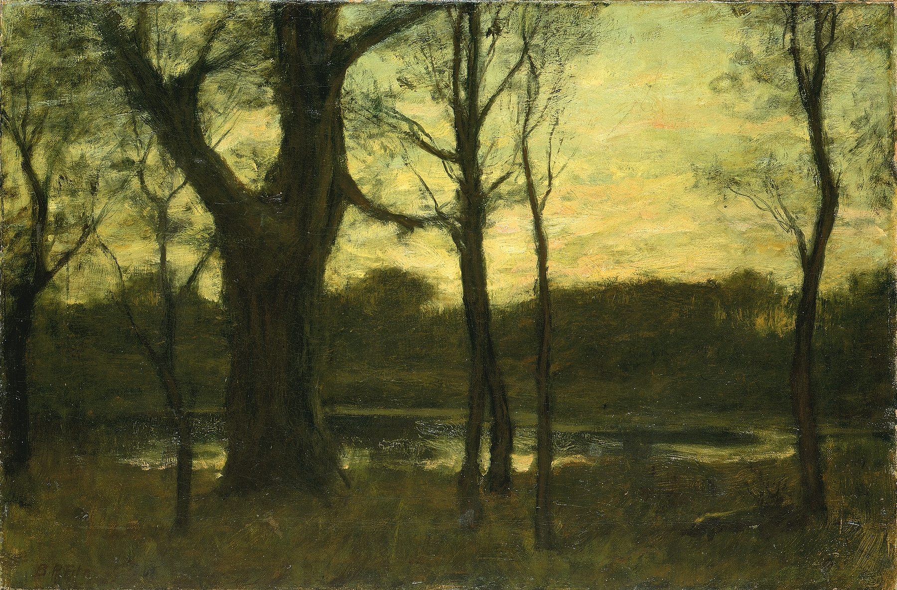 A Pool in the Forest, oil on canvas by Benjamin Rutherford Fitz, depicting a tranquil pool surrounded by lush greenery.