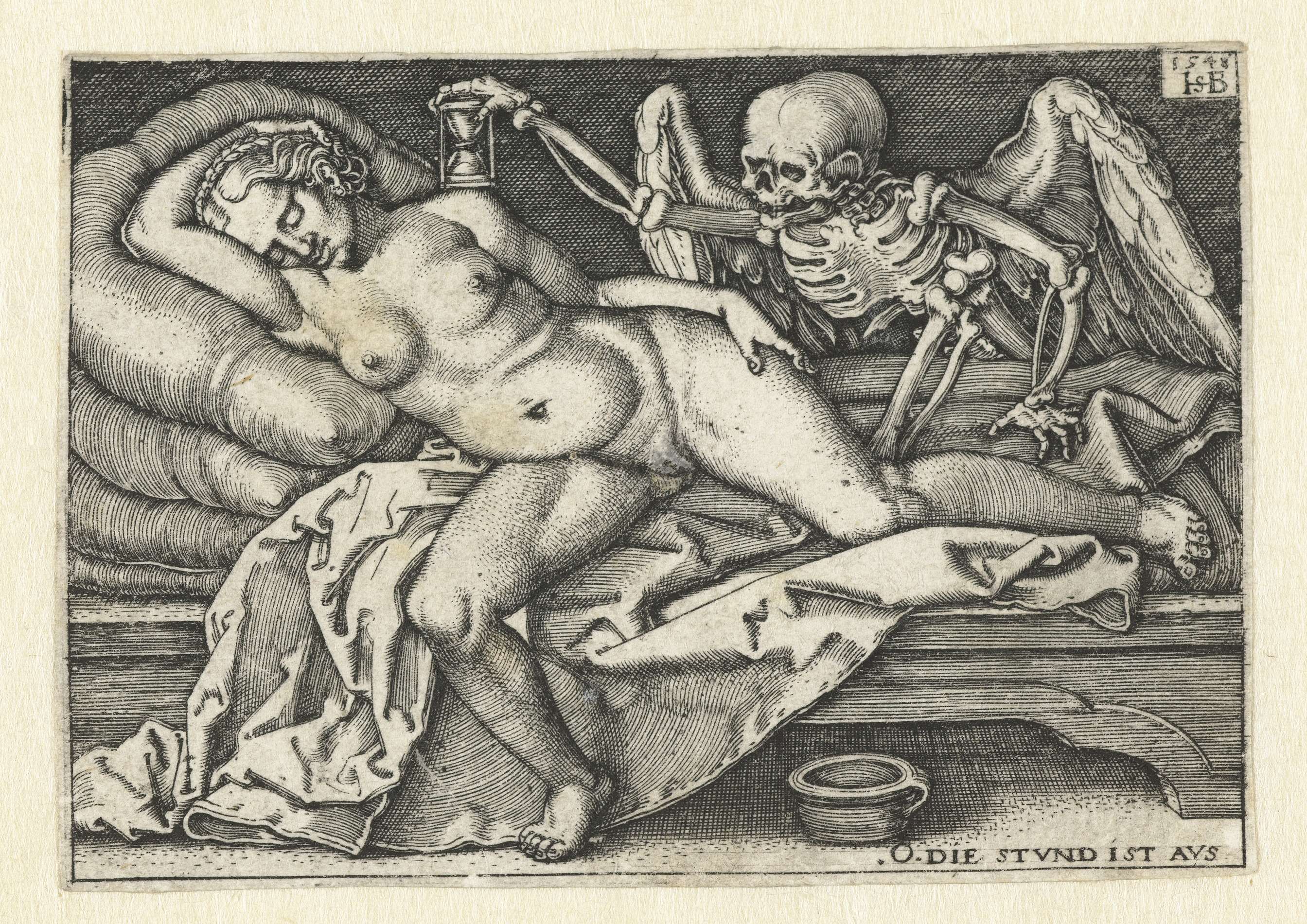Dood en slapende jonge vrouw, by Hans Sebald Beham, public domain