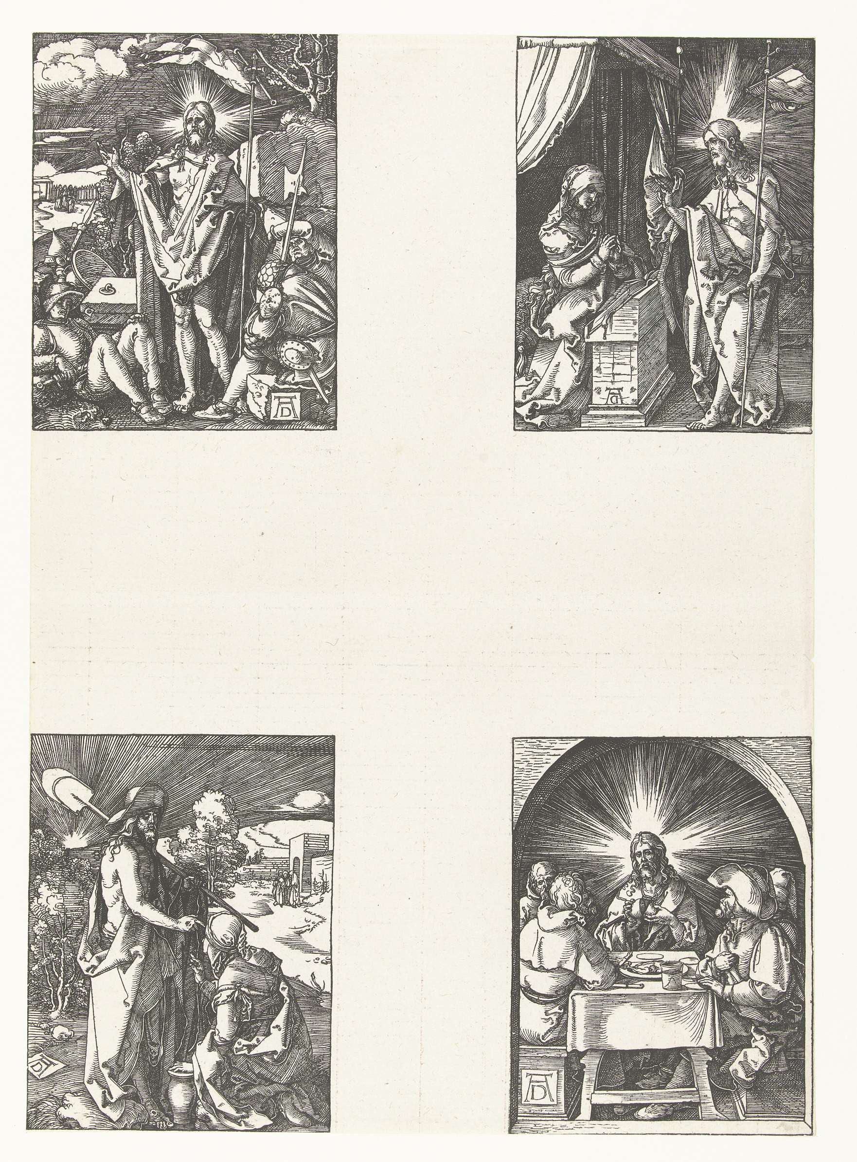Resurrection scene with Christ and followers, paper by Albrecht Dürer
