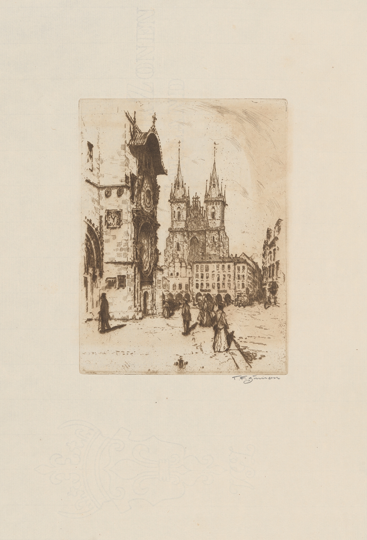 The Old Town City Hall with the Týn Cathedral, oil painting by Tavík František Šimon