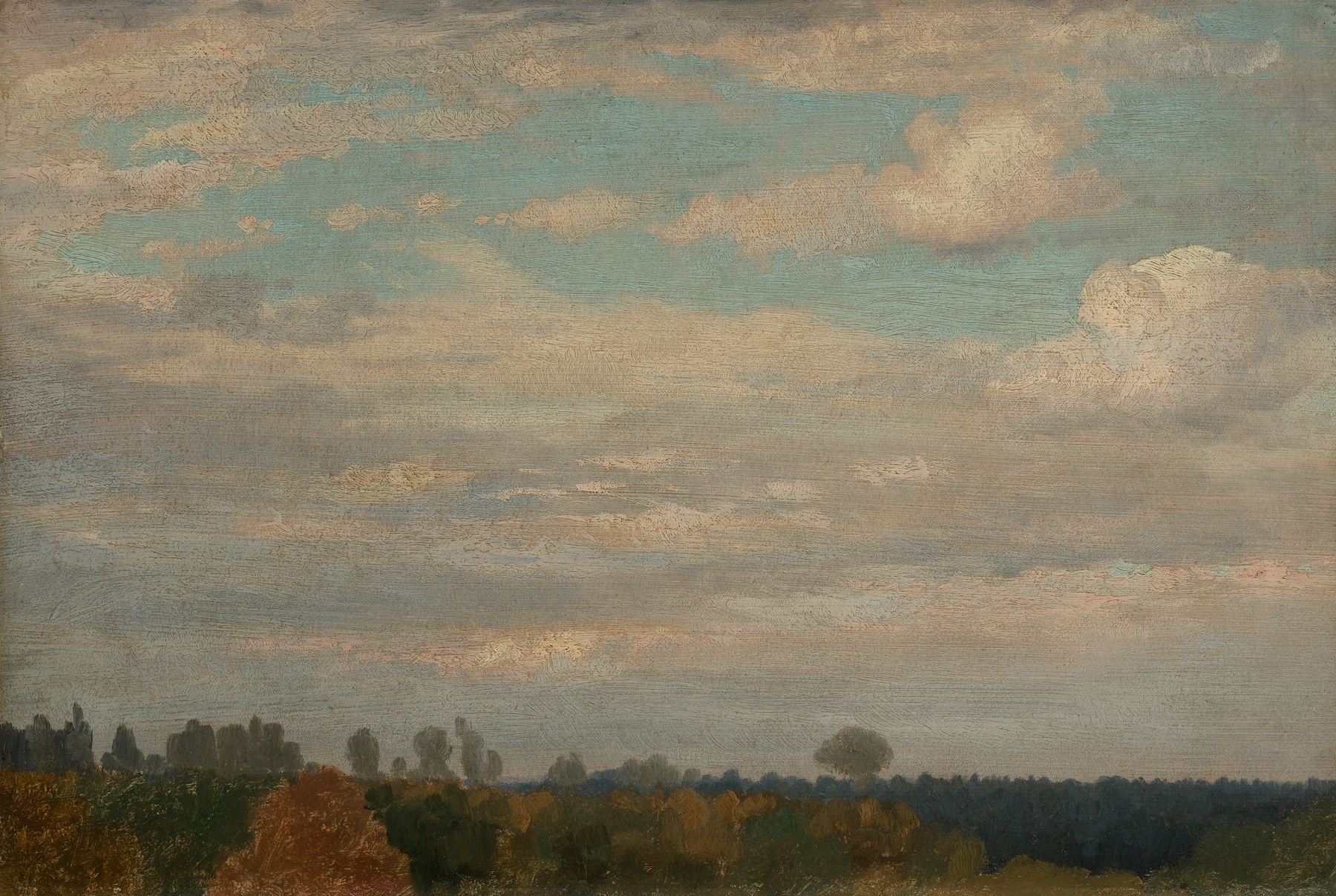 Wolken über herbstlichem Wald, by Johann Wilhelm Schirmer, public domain