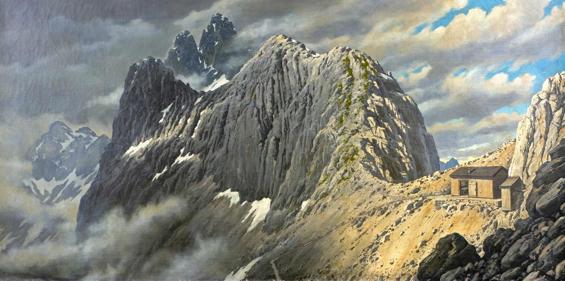 Landscape of Wettersteingebirge by Rudolf Reschreiter, oil on canvas