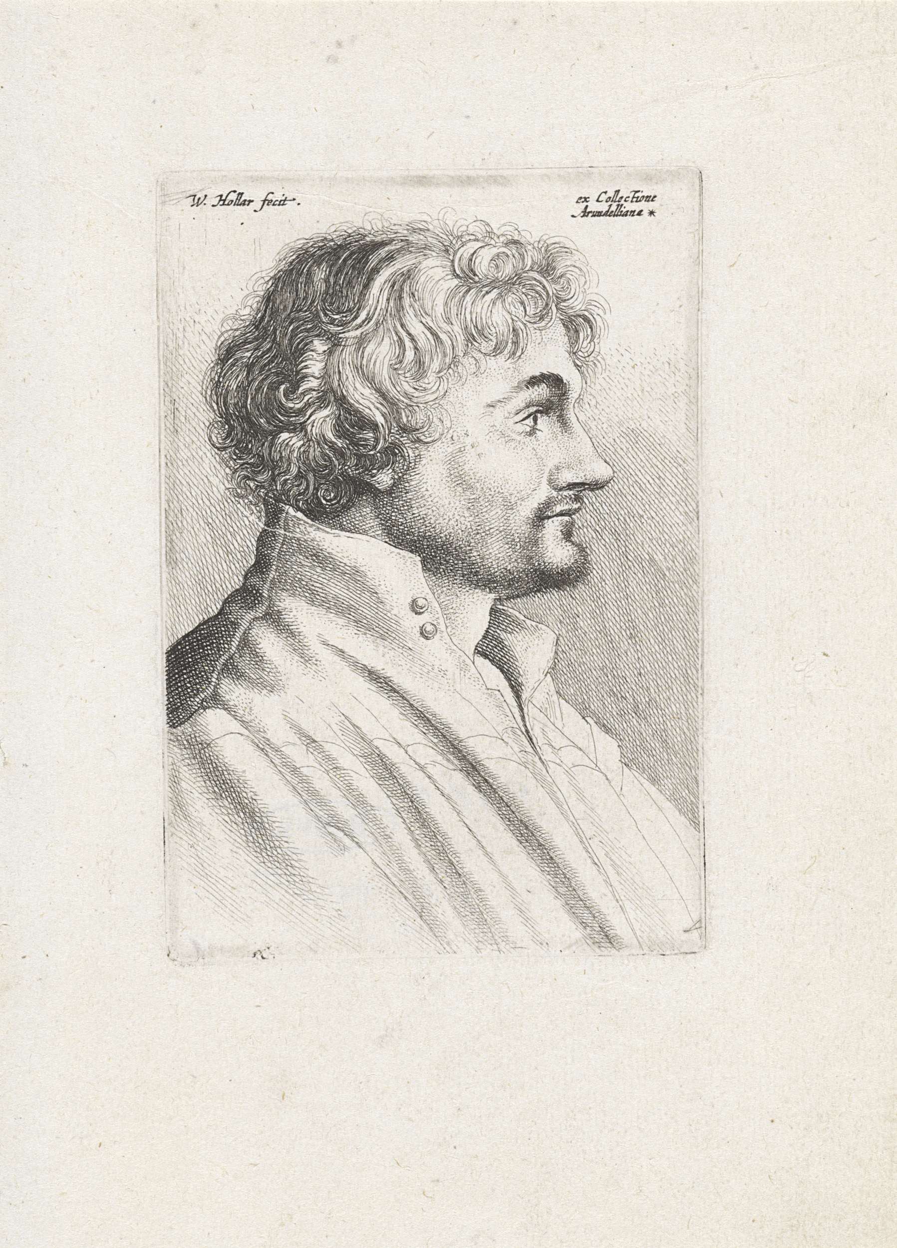 Portrait of a man with a bushy beard, etching by Wenceslaus Hollar