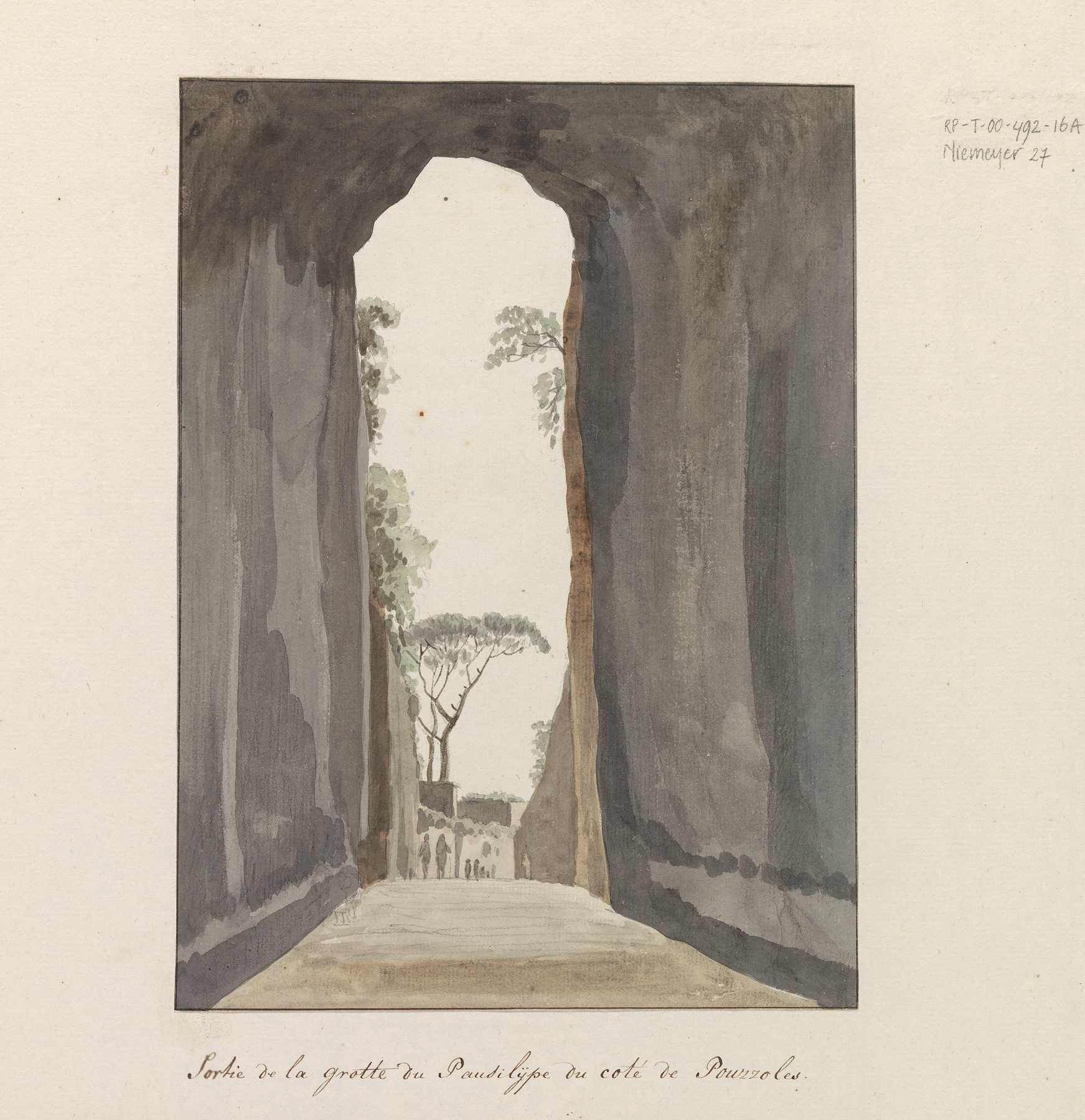 Landscape featuring a cave and sea by Abraham-Louis-Rodolphe Ducros, 1778