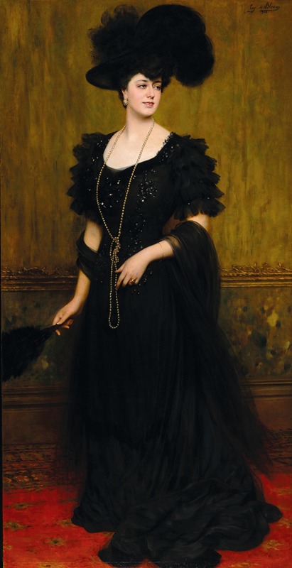 Portrait of Madame Lebreton by Eugen von Blaas showcases a woman in elegant attire.