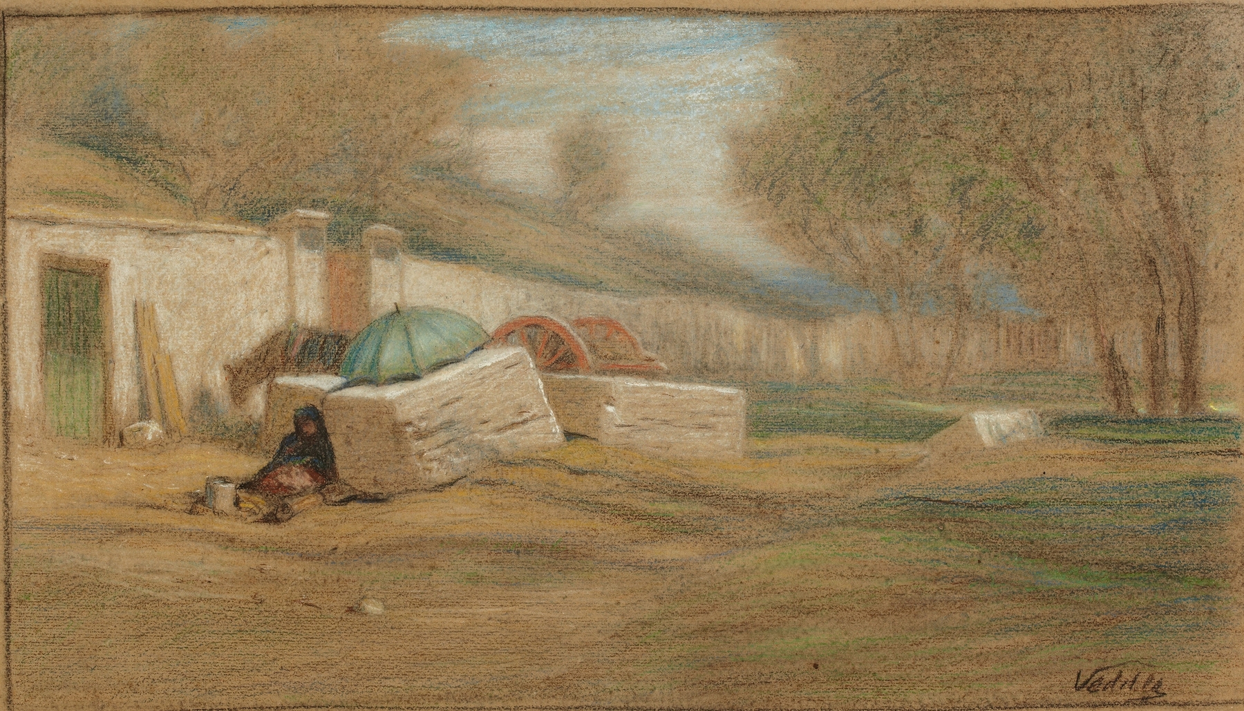 Roadside Figure and Umbrella, by Elihu Vedder, public domain