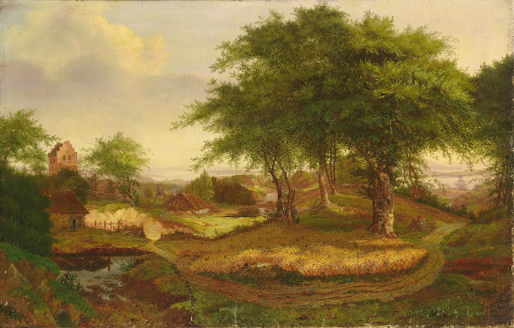 Landscape by Carl Georg Scheuermann, depicting sunlight on water, Romanticism