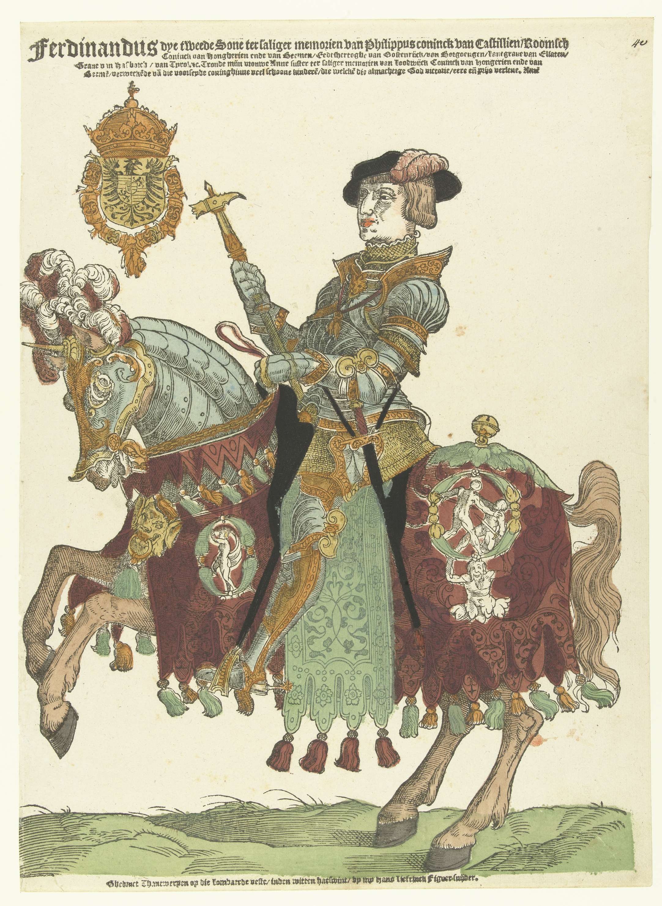 Portret van Ferdinand I van Oostenrijk te paard, by Hans Liefrinck (I), public domain
