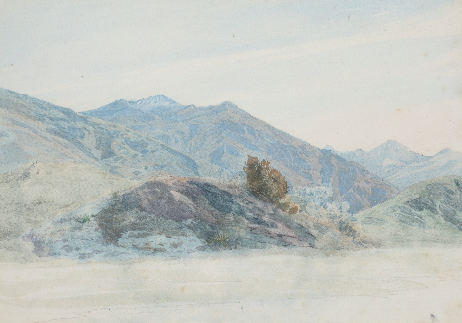 Landscape of mountains and rocks in oil painting by James Crowe Richmond