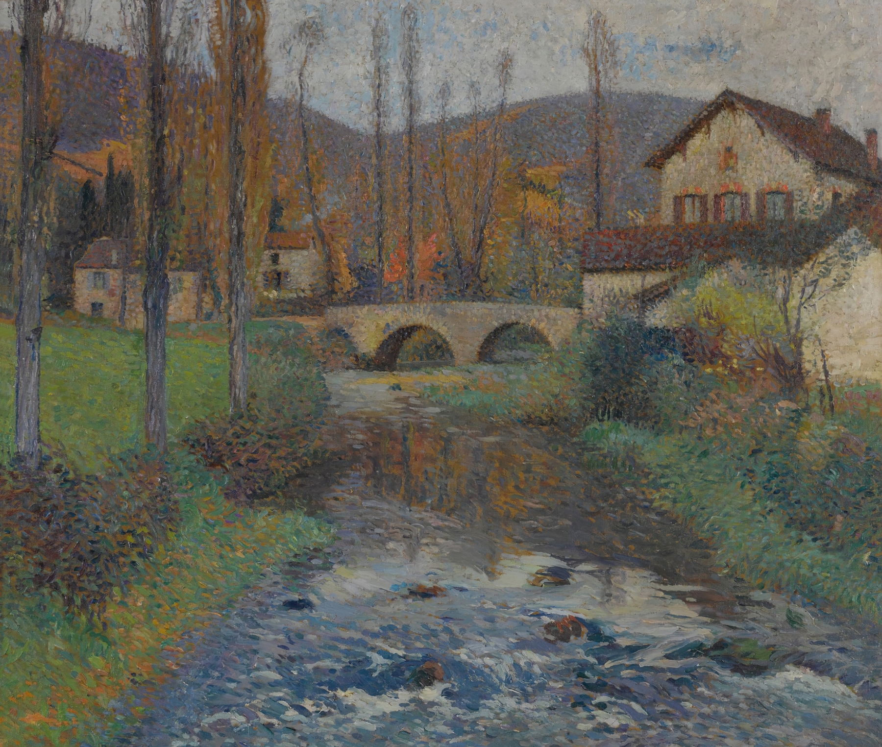 Le Pont du Labastide-du-Vert, oil on canvas by Henri Martin, features a bridge over a river.