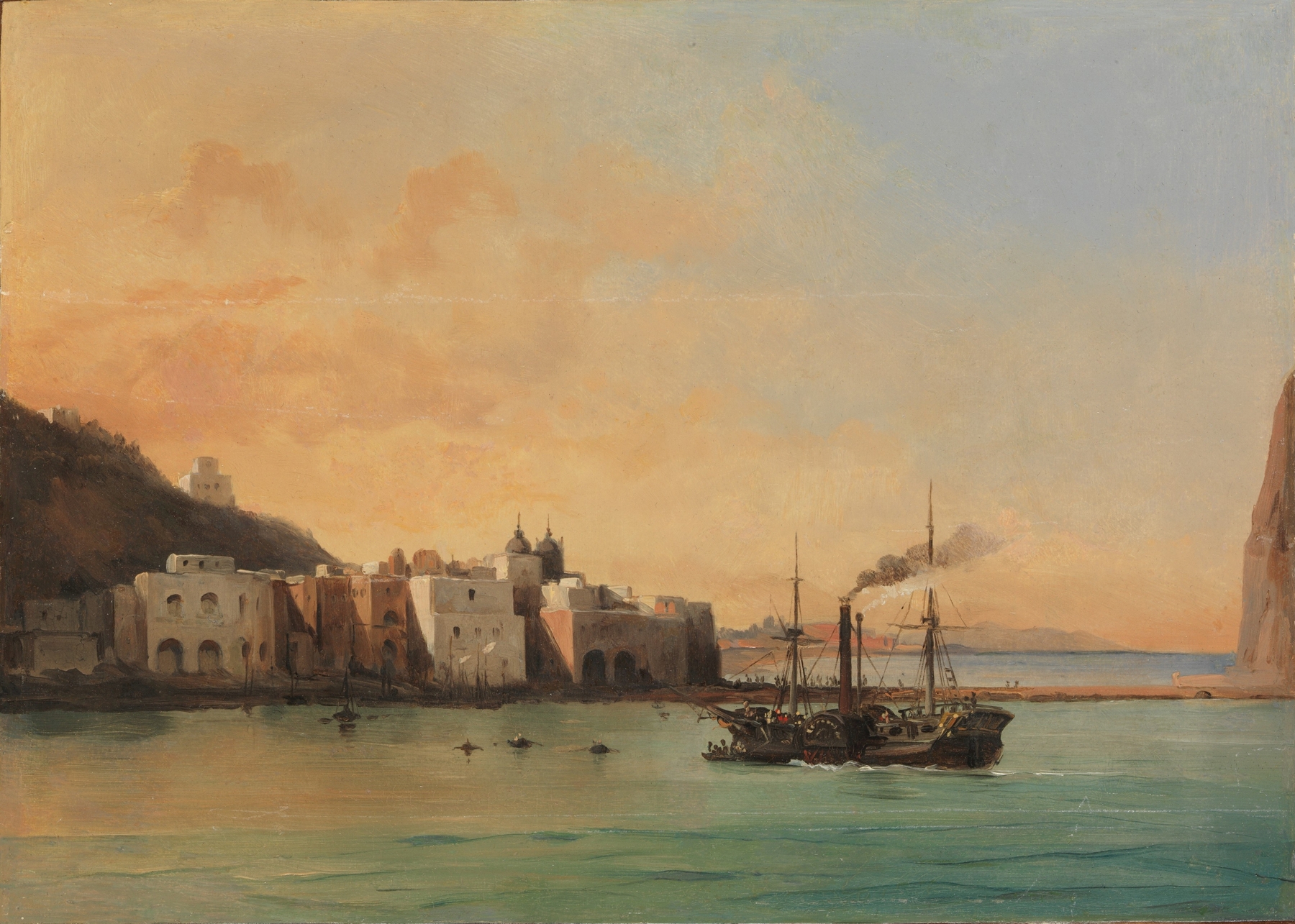 Marine scene of Ischia coastline by Jean-Charles Joseph Rémond, oil painting