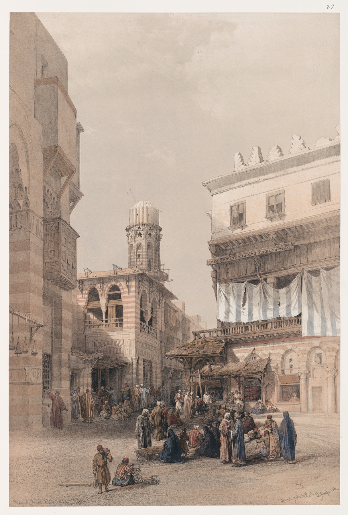 Bazaar of the coppersmiths, Cairo., by David Roberts, public domain